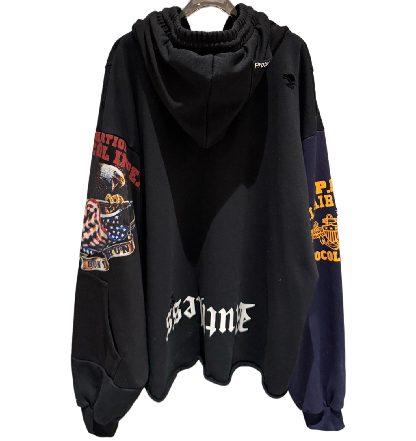 PROTOCOL INDEX patchwork distressed hoodie（ PI00019）