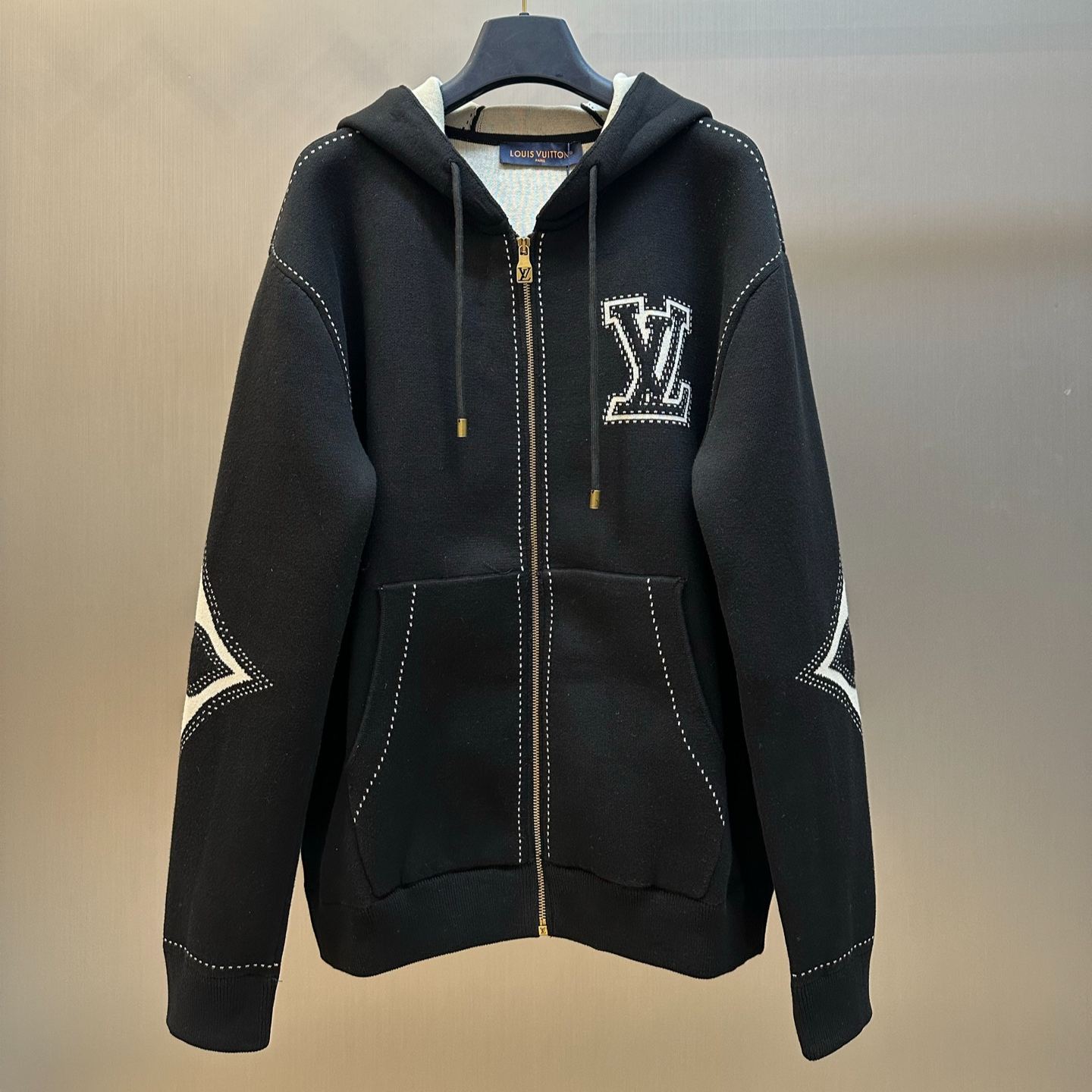 Louis Vuitton Graphic intarsia zip cotton hoodie（1AFXKU）
