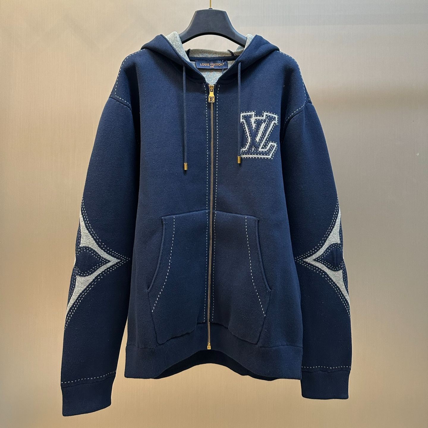 Louis Vuitton Graphic intarsia zip cotton hoodie（1AFXKU）