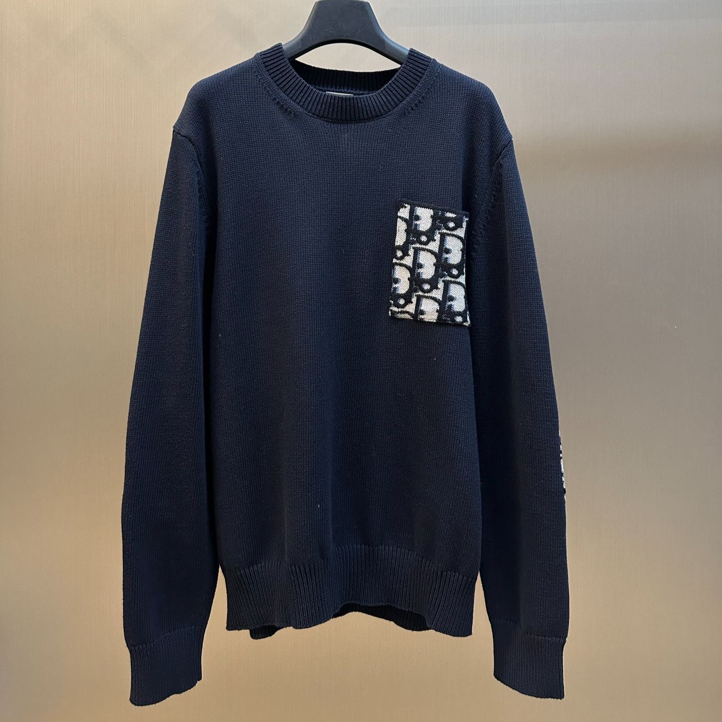 Dior Oblique Sweater Navy Blue Cotton Jersey（683M677A7045_C585）