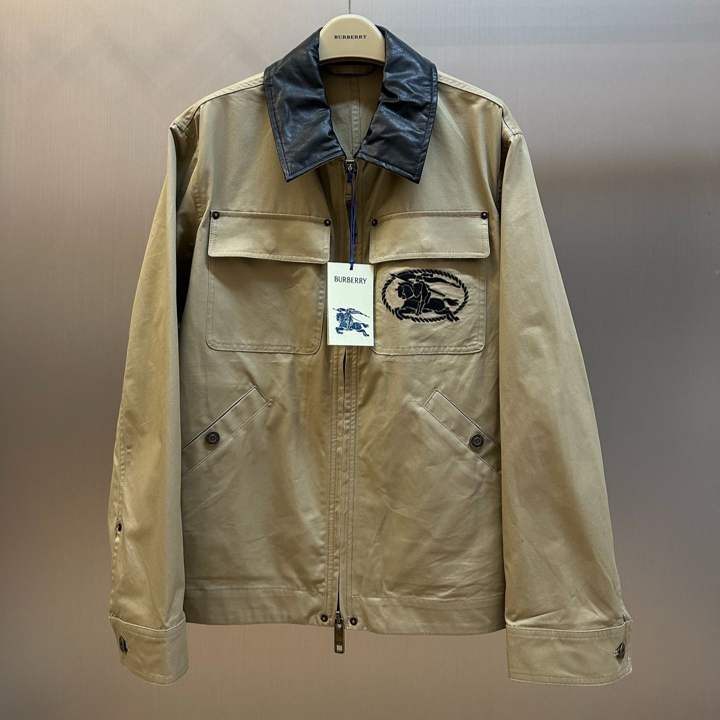 Burberry Leather Collar Cotton Workwear Jacket（81225451）