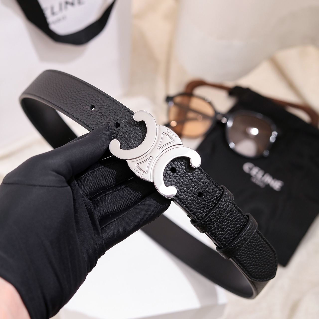 CELINE Triomphe Belt（45BIE3AUY.38SI）