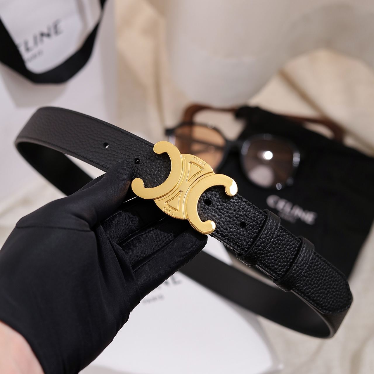 CELINE Triomphe Belt（45BIE3AUY.38SI）