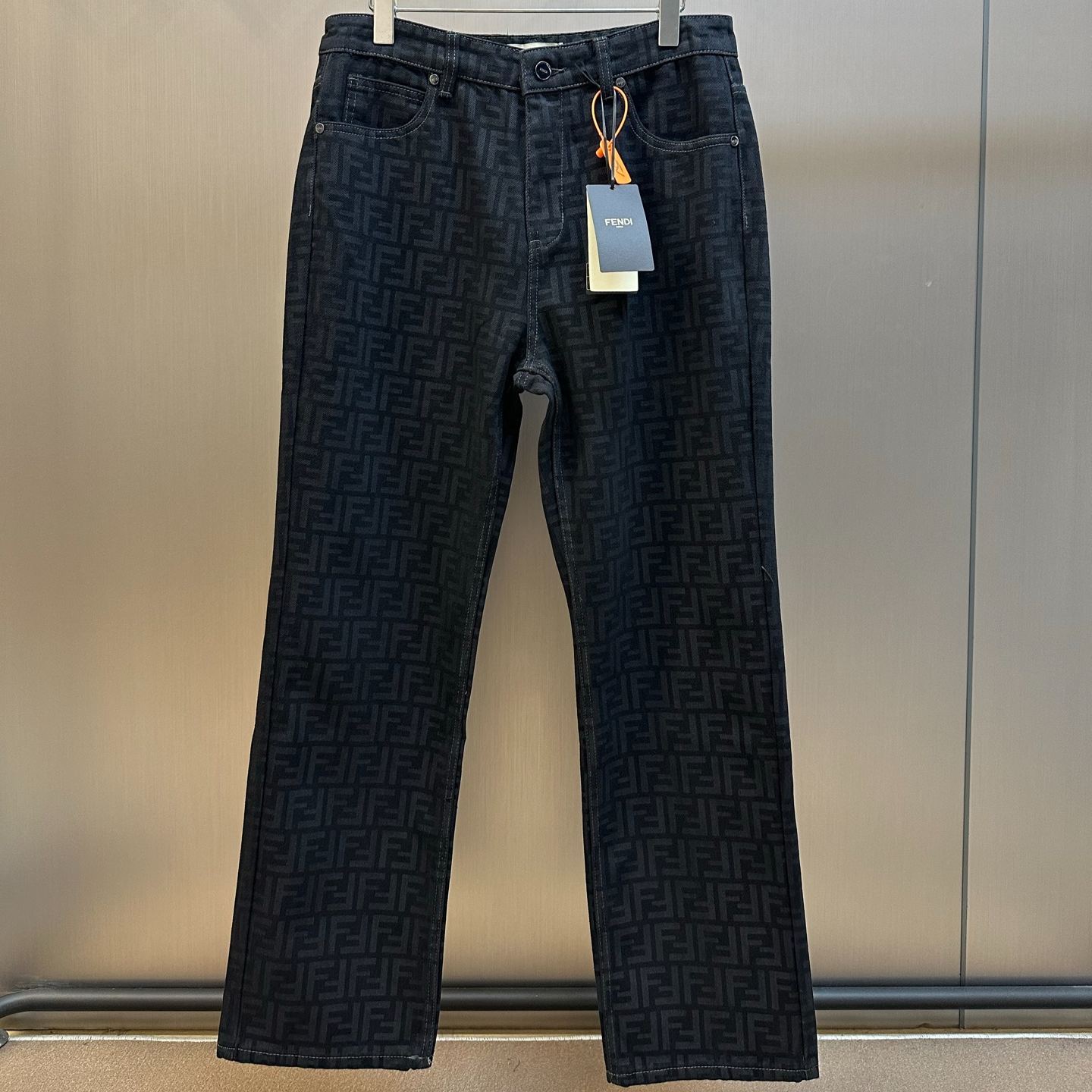 Fendi Black FF denim trousers (FLP851AT1BF0GME）