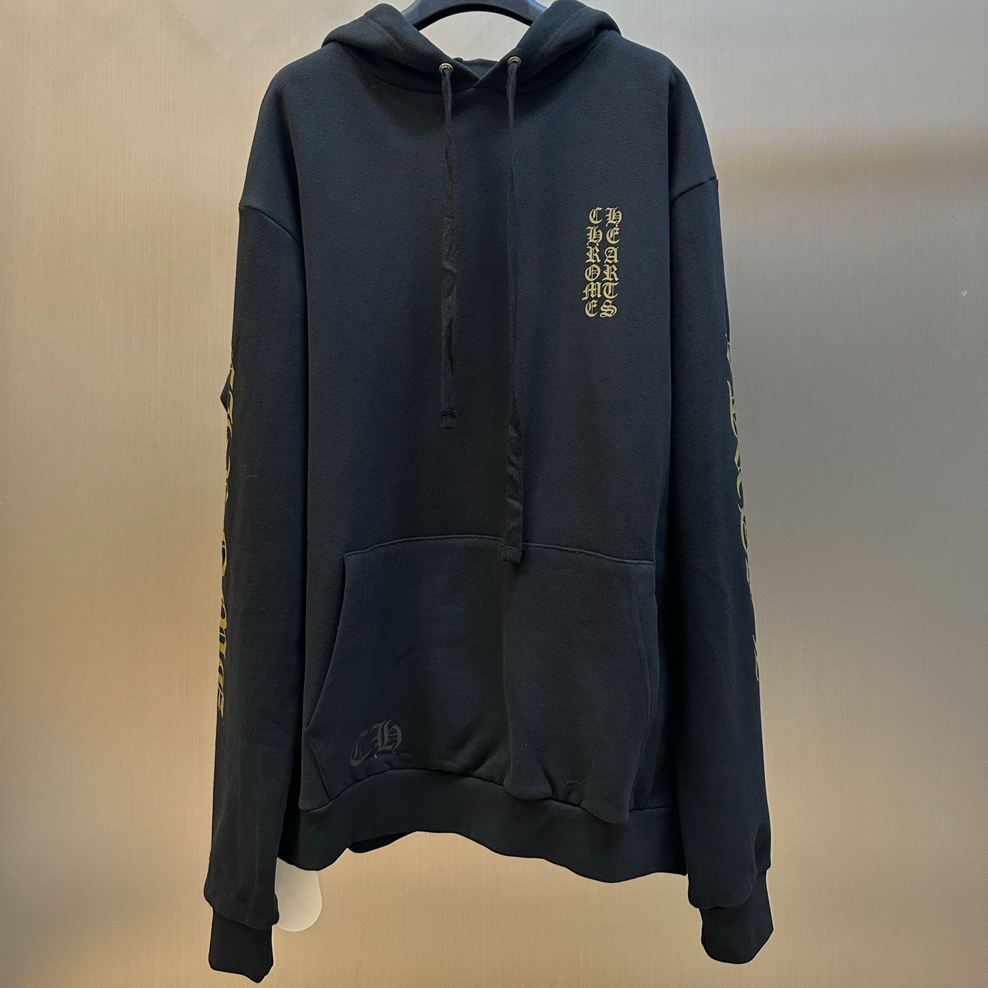 Chrome Hearts Vertical Logo Pullover Hoodie "Black/Khaki" (CH2026898）