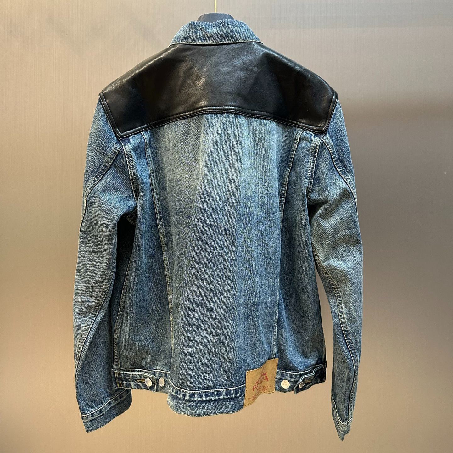 PRADA denim leather jacket (GEB257-1638-F0008-S-AA1）