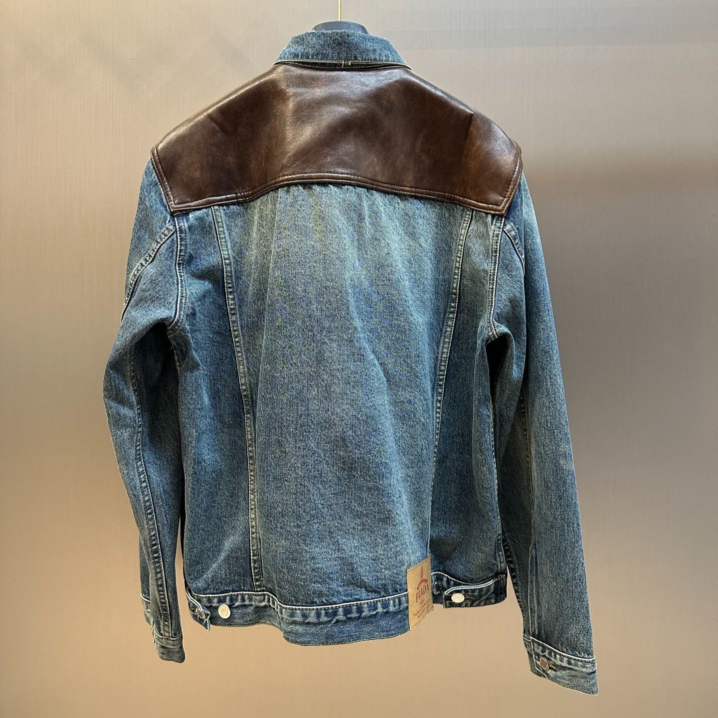 PRADA denim leather jacket (GEB257-1638-F0008-S-AA1）