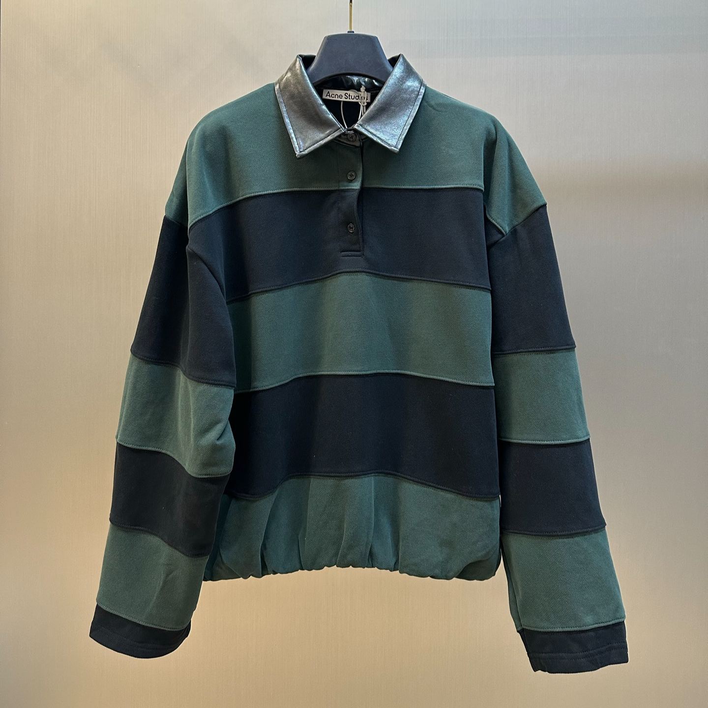 Acne Studios Striped Polo Sweater "Forest Green/Black" (AI0183-BGE）
