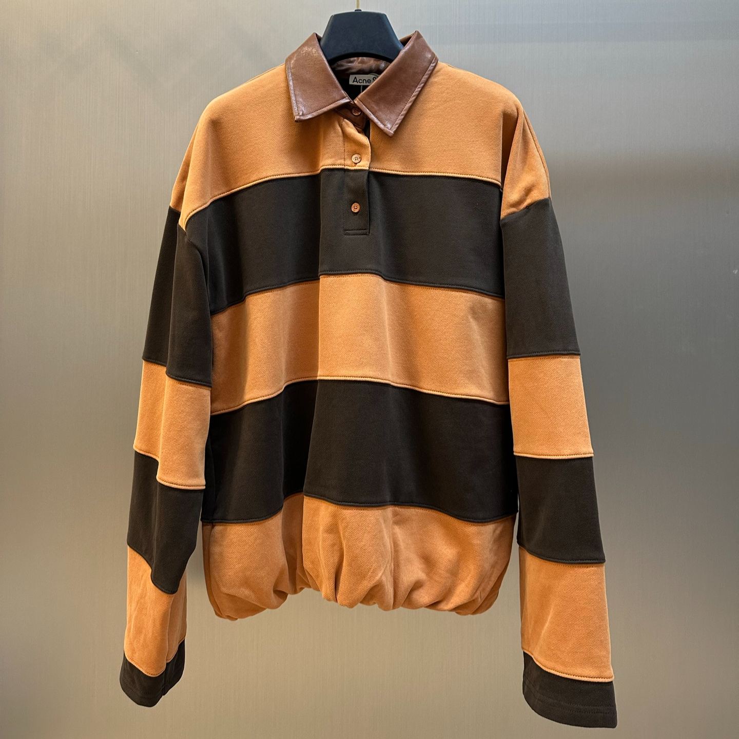 Acne Studios Striped Polo Sweater "Forest Green/Black" (AI0183-BGE）
