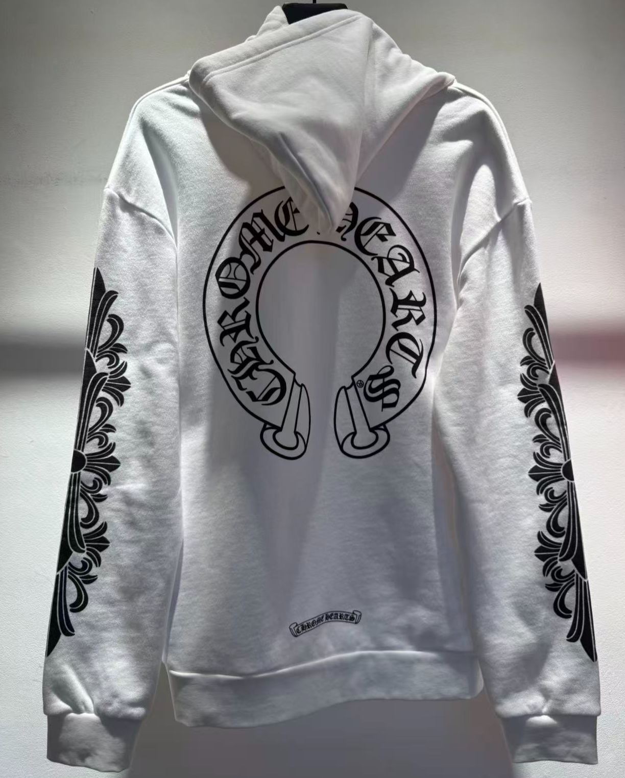 【N】Chrome Hearts Horseshoe Floral Sleeve Fleece Zip Up Hoodie（CH20269128）