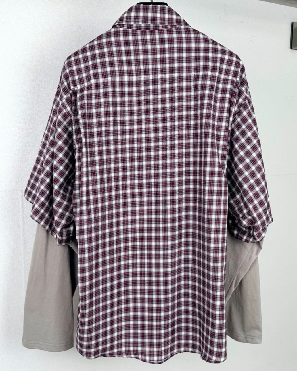 BALENCIAGA Design Sleeve Shirt "Red/Navy"(866543TUM176011）