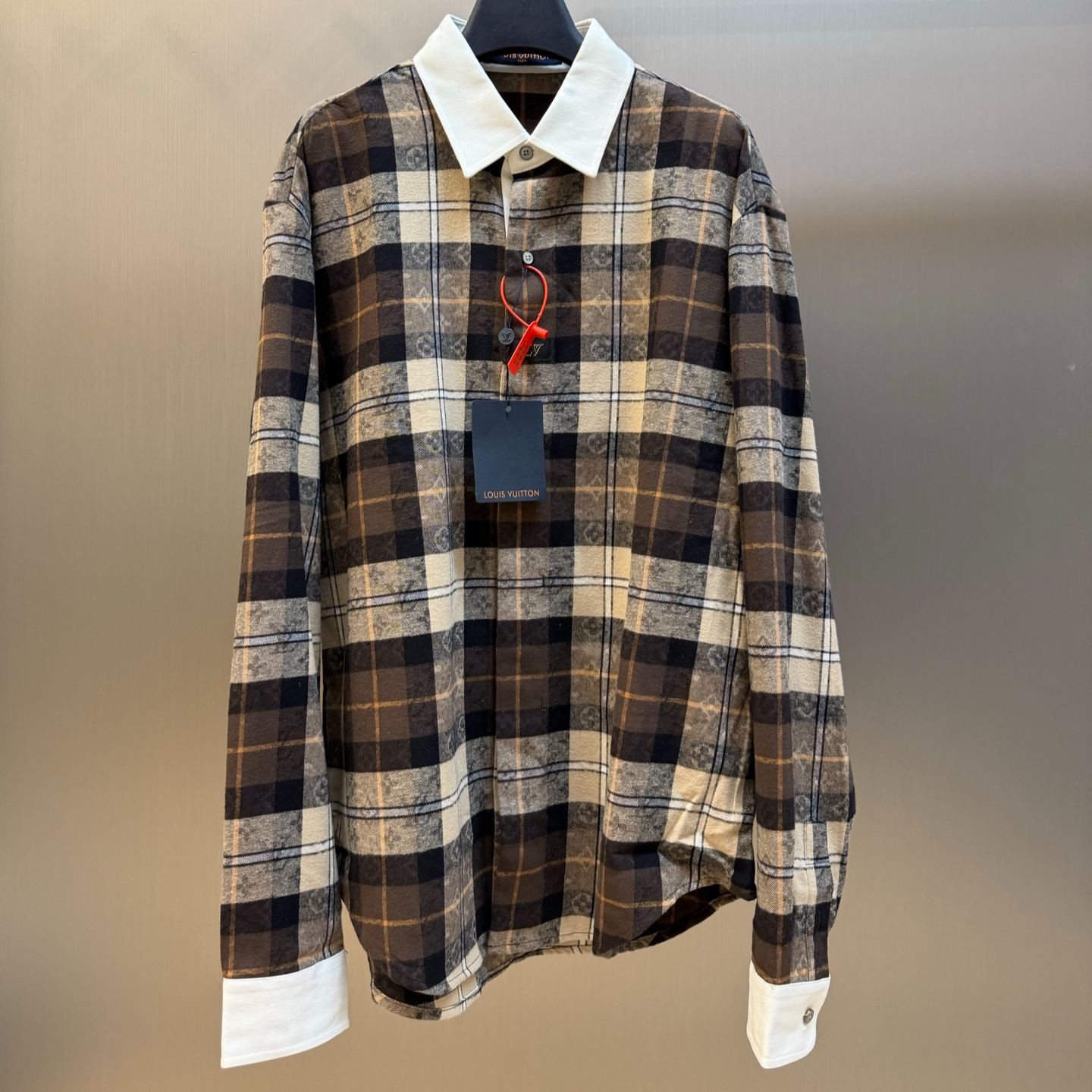 Louis Vuitton Monogram Flannel Long-Sleeve Polo Shirt（1AIKAJ）
