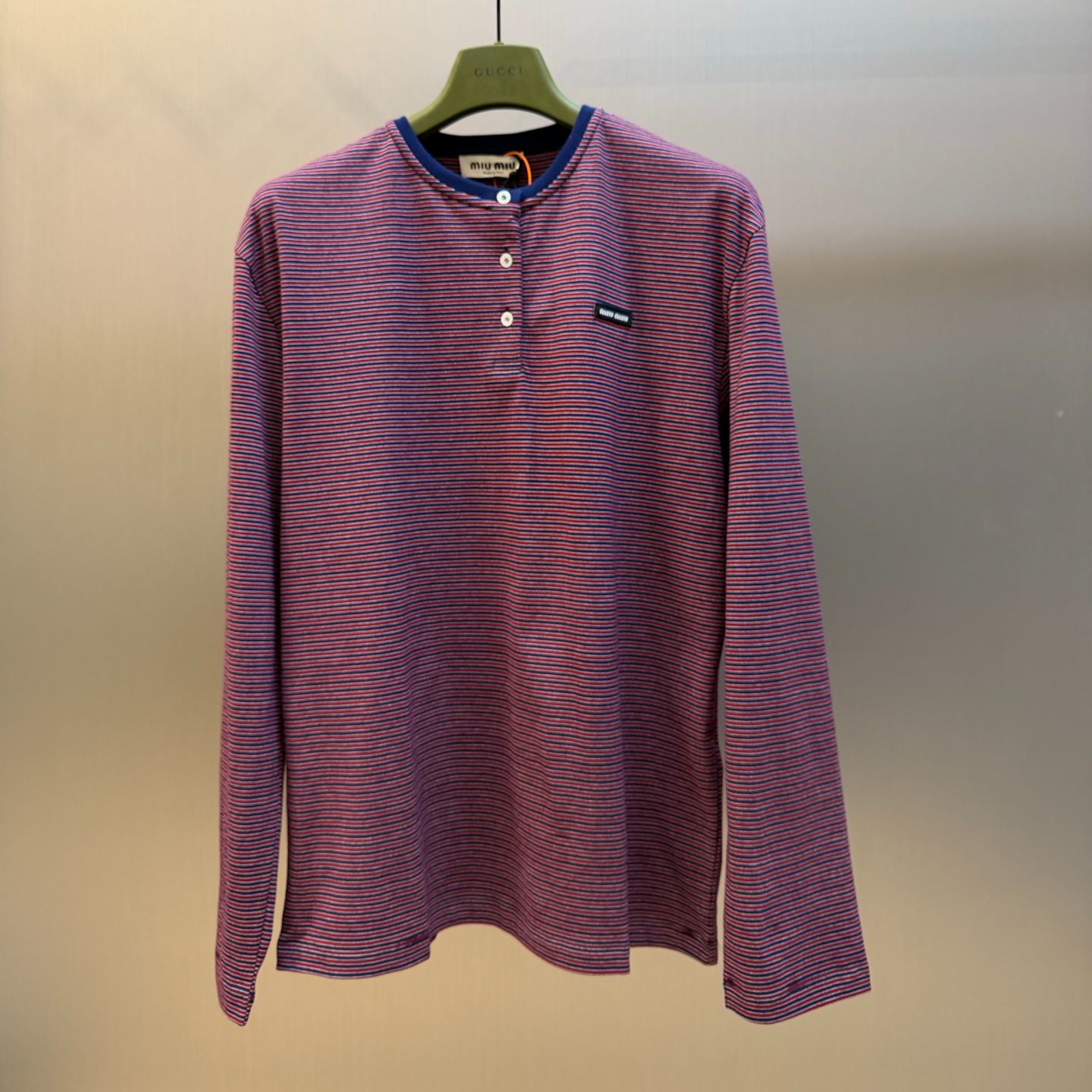 Miu Miu Striped Athletic T-Shirt（MJLA72_14RT_F05OP_S_OOO)