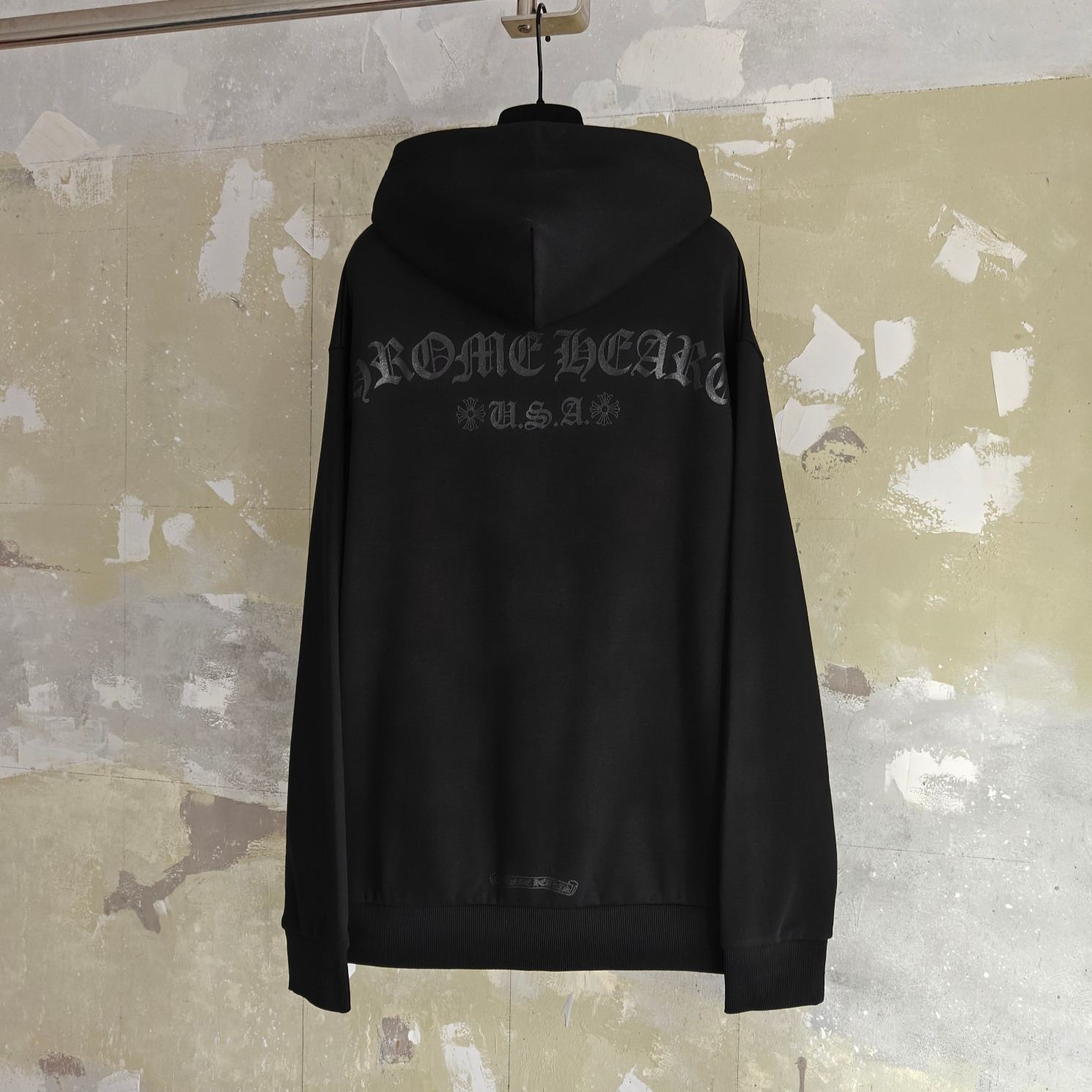 Chrome Hearts Black Horseshoe Floral Pullover Hoodie (CH20269145）