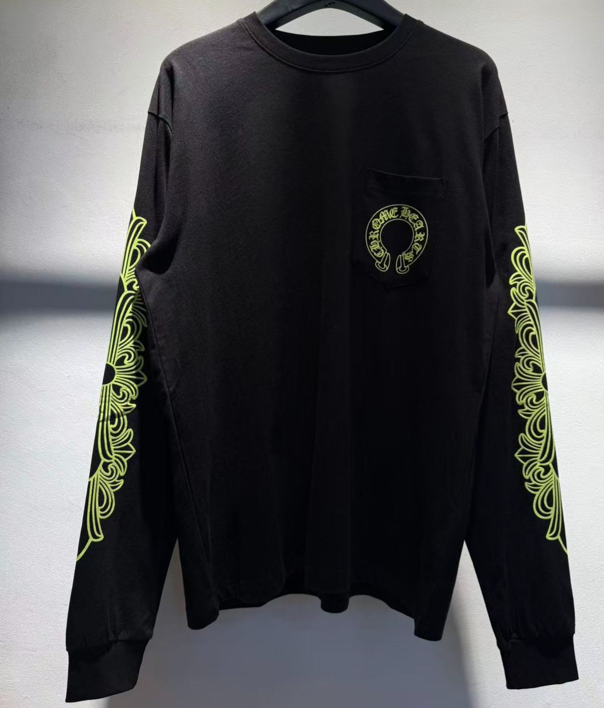 【N】Chrome Hearts Horse Shoe L/S T-Shirt "Black/Neon Yellow" (CH20269149）