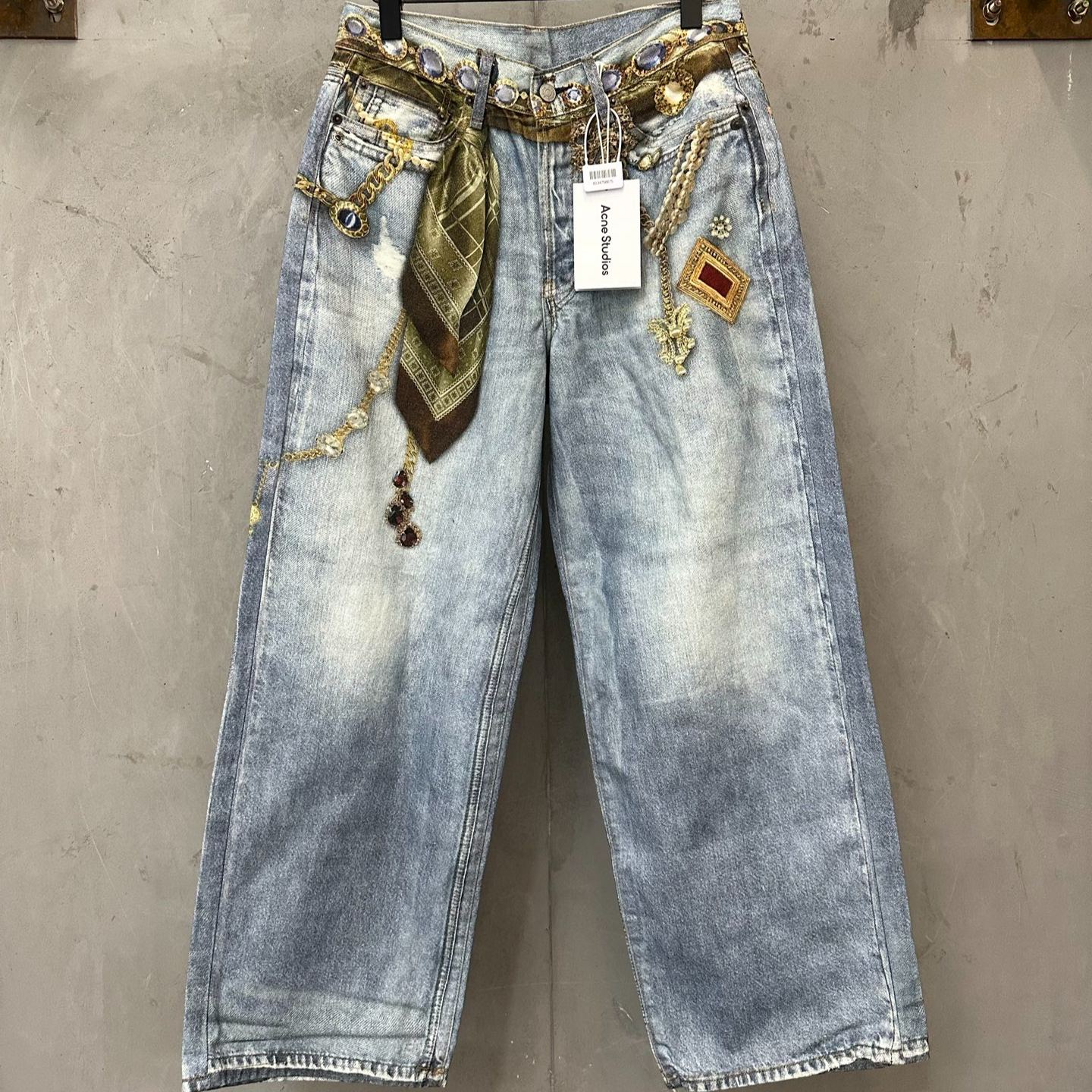 Acne Studios Trompe-l'œil Jewelry Jeans - 1981  (RW-UX-TROU000004）