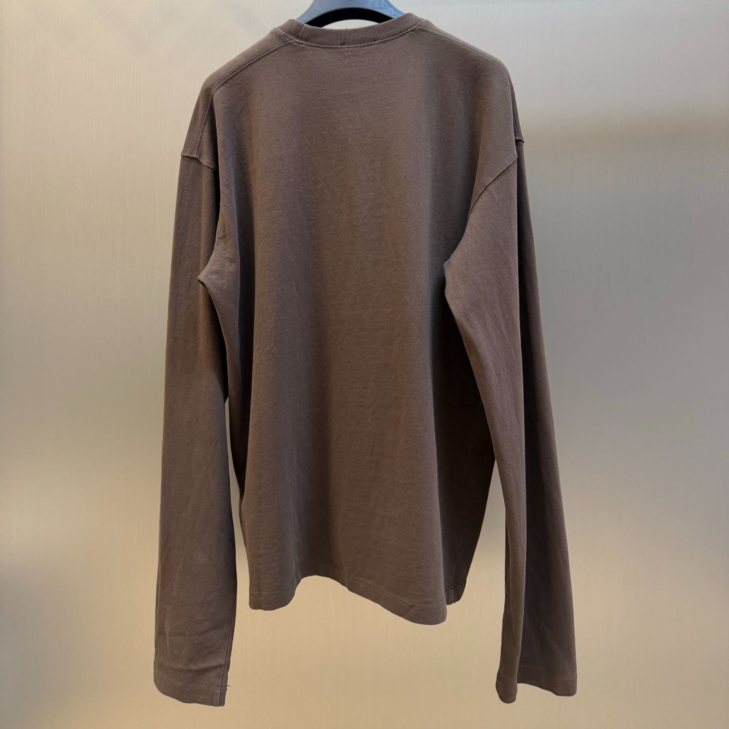 Prada cocoa-brown long-sleeved cotton T-shirt (UJL08D-187B-F0324-S-OOO）