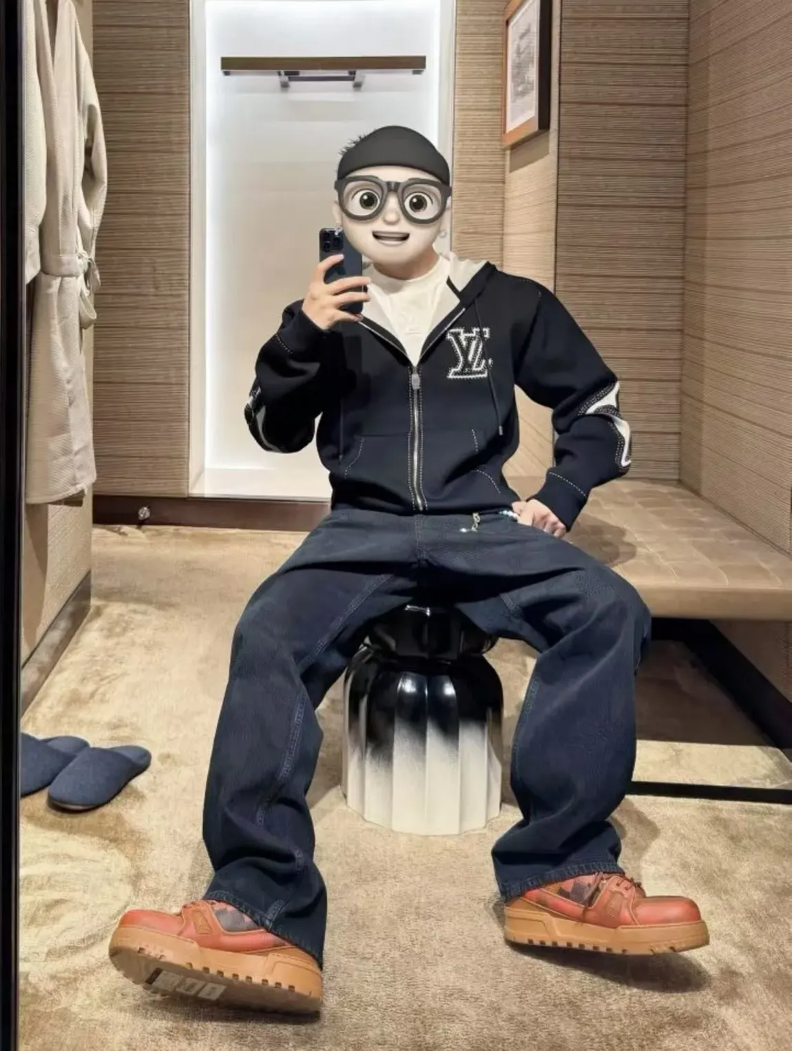 Louis Vuitton Graphic intarsia zip cotton hoodie(1AFXKU) Louis Vuitton Graphic intarsia zip cotton hoodie(1AFXKU)