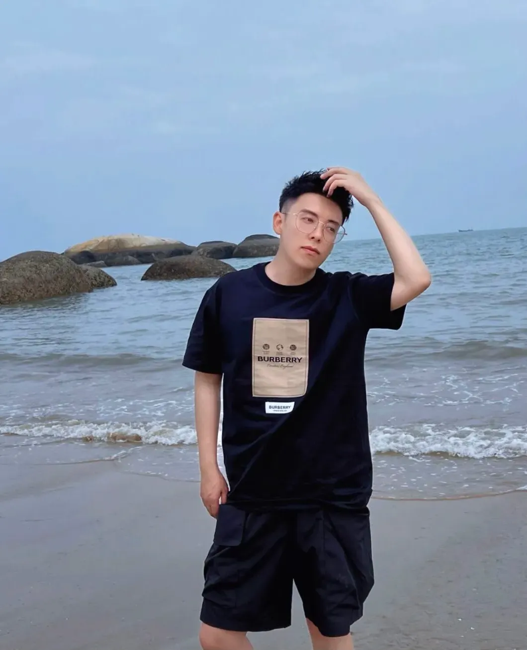 Burberry Men's Label Applique Cotton Oversized T-shirt
