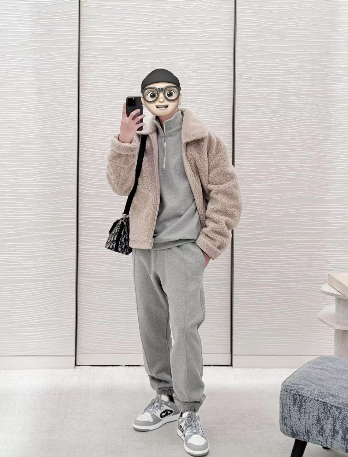Dior Grey 'CD Icon' Half-Zip Sweatshirt（513J635A0531-C878）