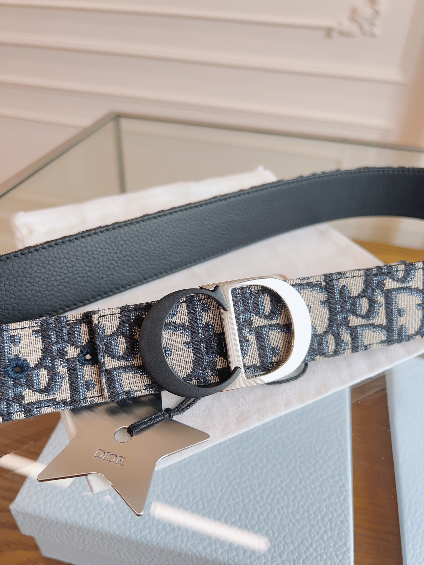 Dior Calfskin Leather Belts（ Black & Silver Belt Buckle）（B0447UWEOM930）