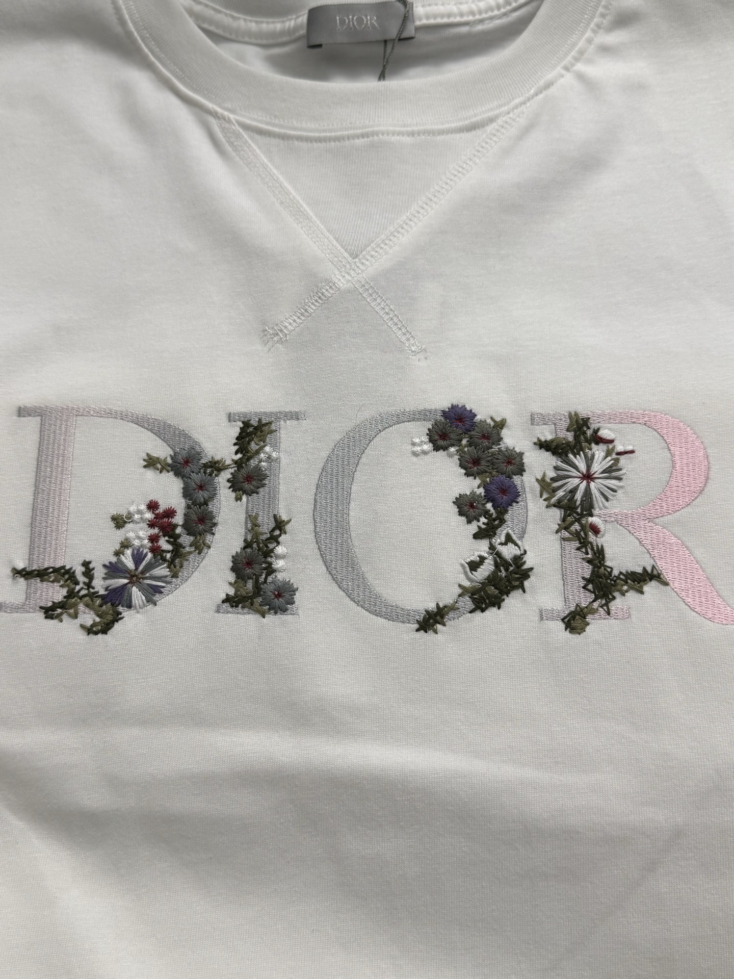 Dior Flowers Embroidered T-Shirt（113J686A0554-C084）