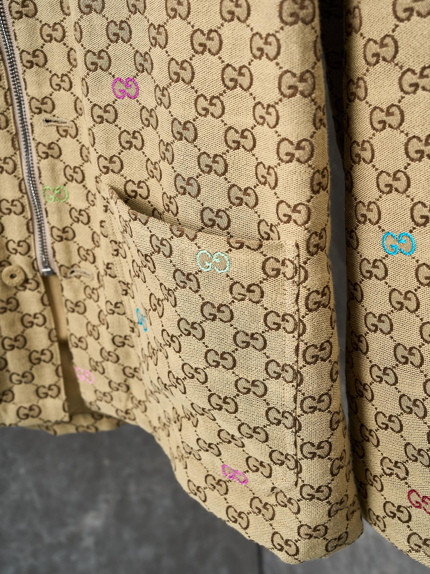 GUCCI GG canvas jacket in camel and dark brown（833305-ZAS81-2137）