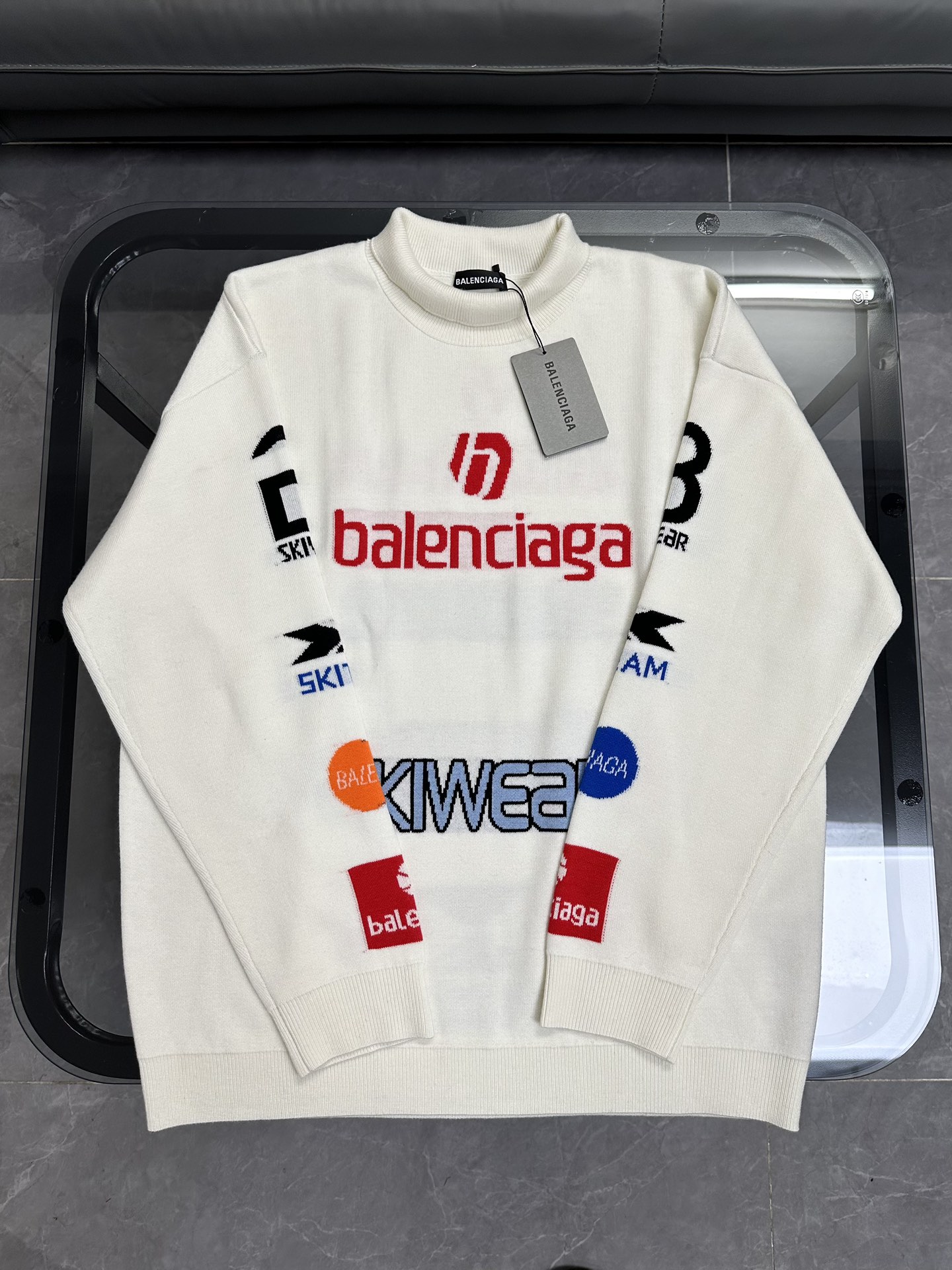 BALENCIAGA Men's Ski Long Sleeve Turtleneck in Black/Multicolor (799917T16962771）