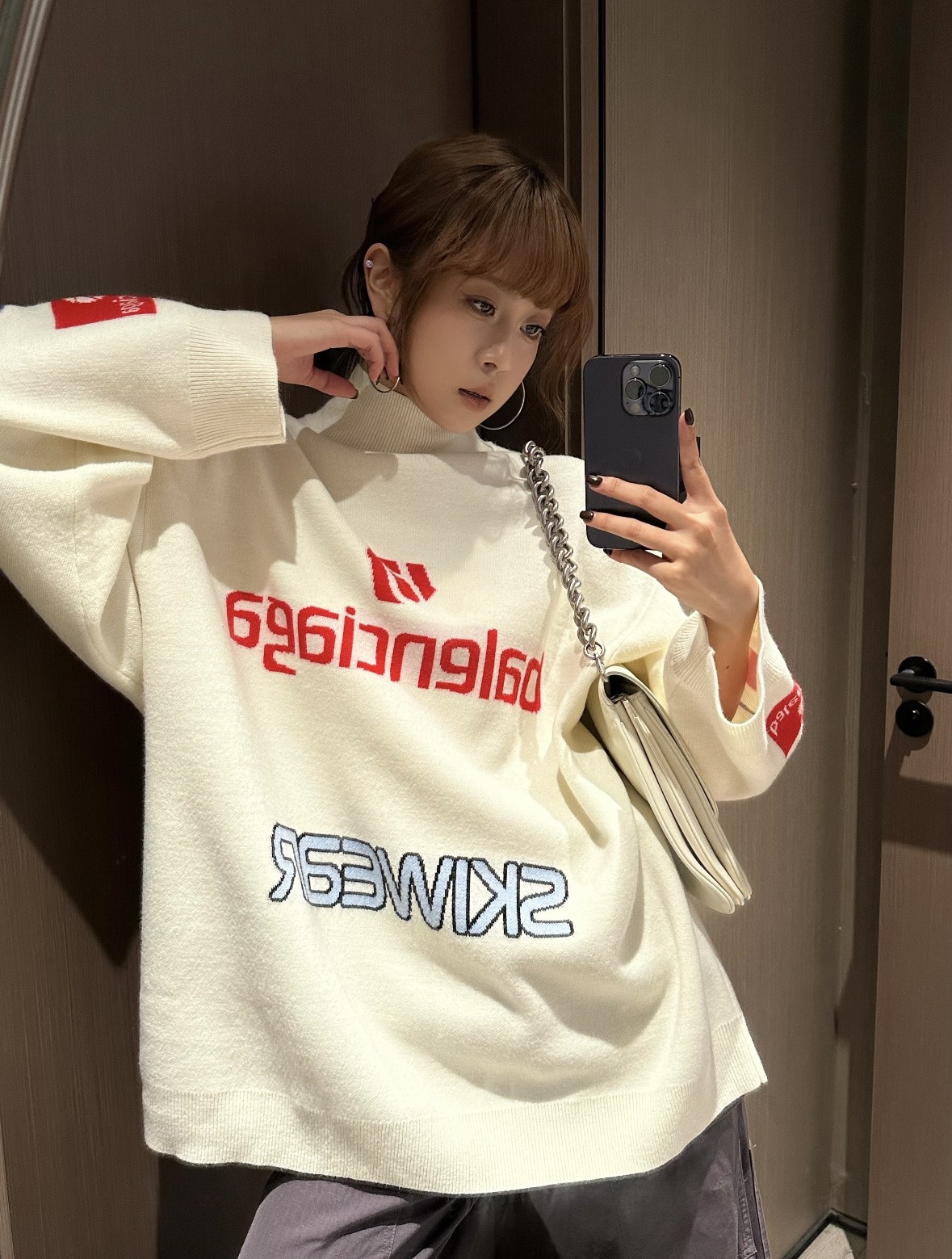 BALENCIAGA Men's Ski Long Sleeve Turtleneck in Black/Multicolor (799917T16962771）