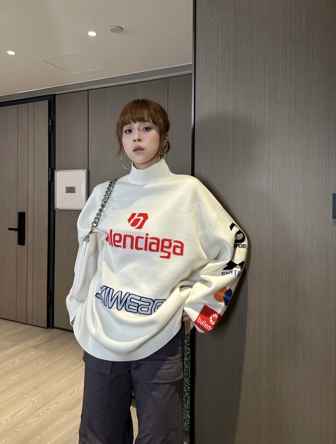 BALENCIAGA Men's Ski Long Sleeve Turtleneck in Black/Multicolor (799917T16962771）