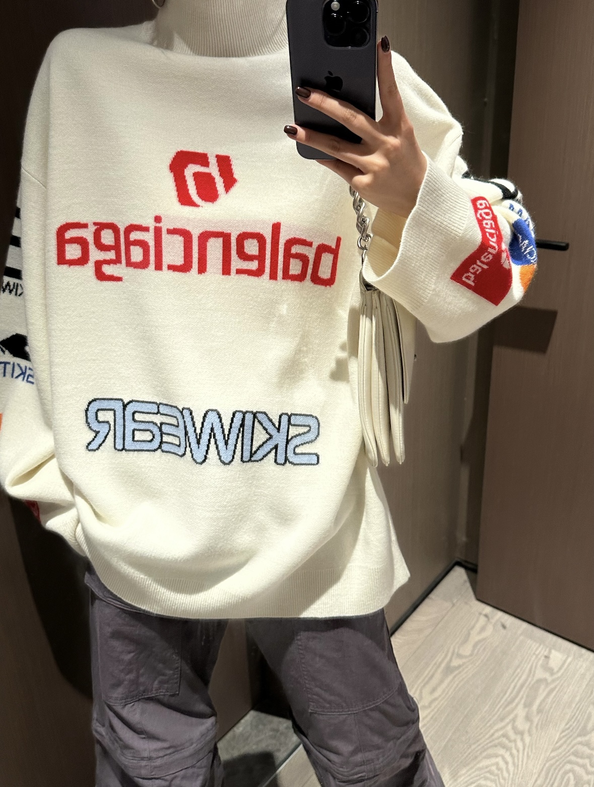 BALENCIAGA Men's Ski Long Sleeve Turtleneck in Black/Multicolor (799917T16962771）