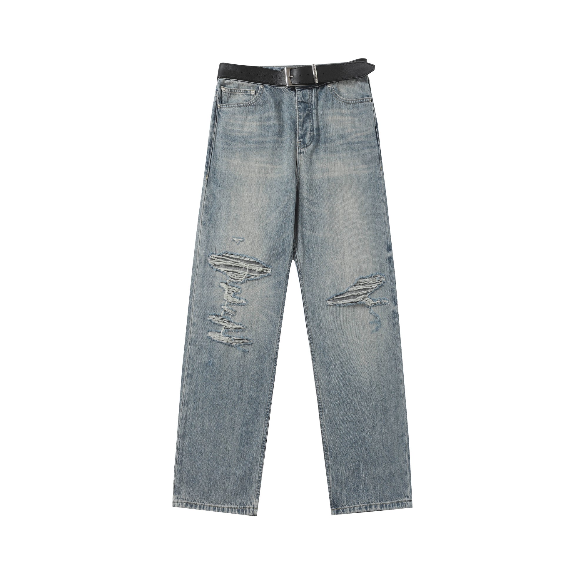 BALENCIAGA*Selvedge organic denim pants with integrated belt（794217TQW556379）