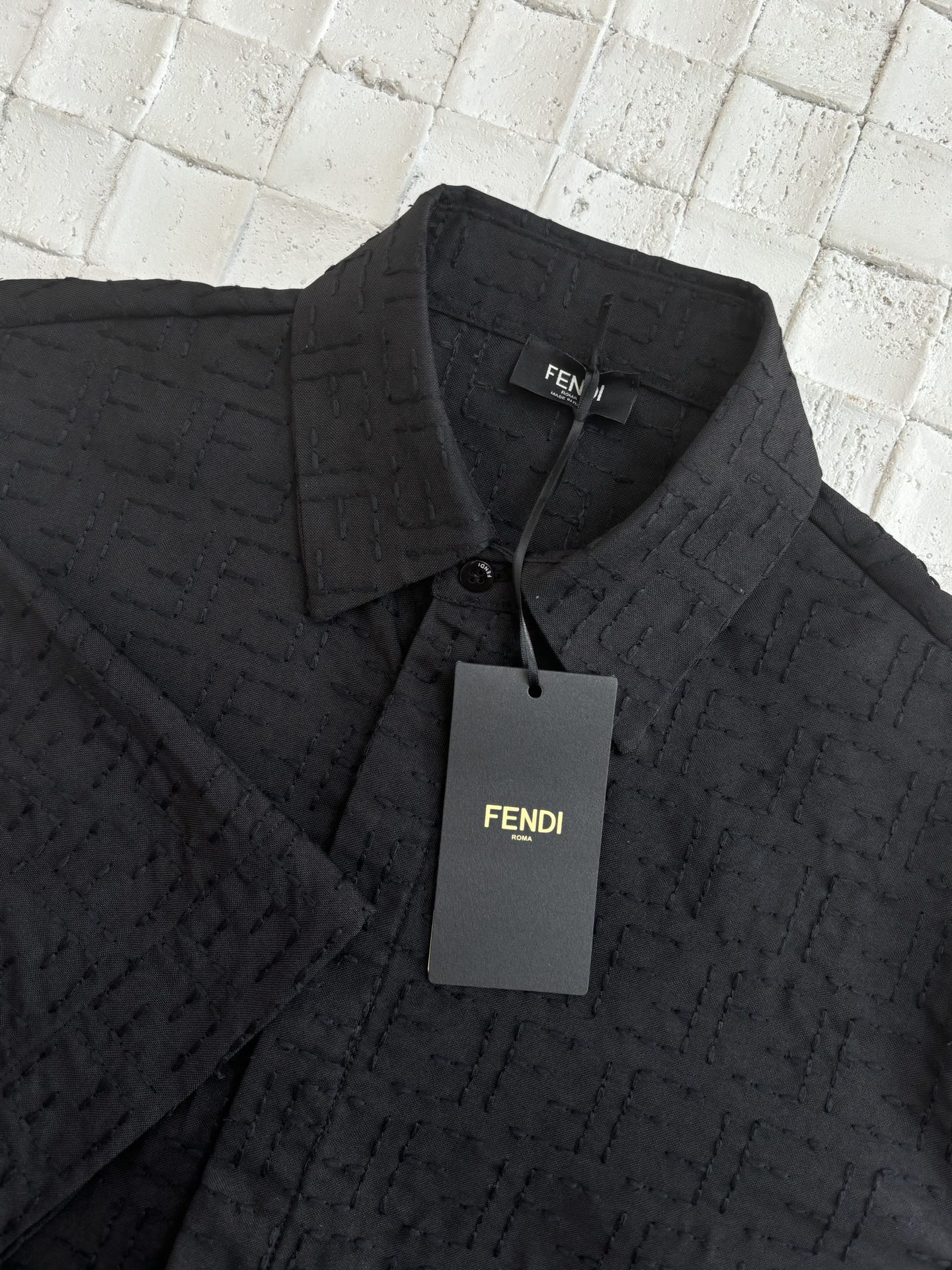 FENDI Black linen FF jacquard shirt (FS1317AU6YF0QA1）