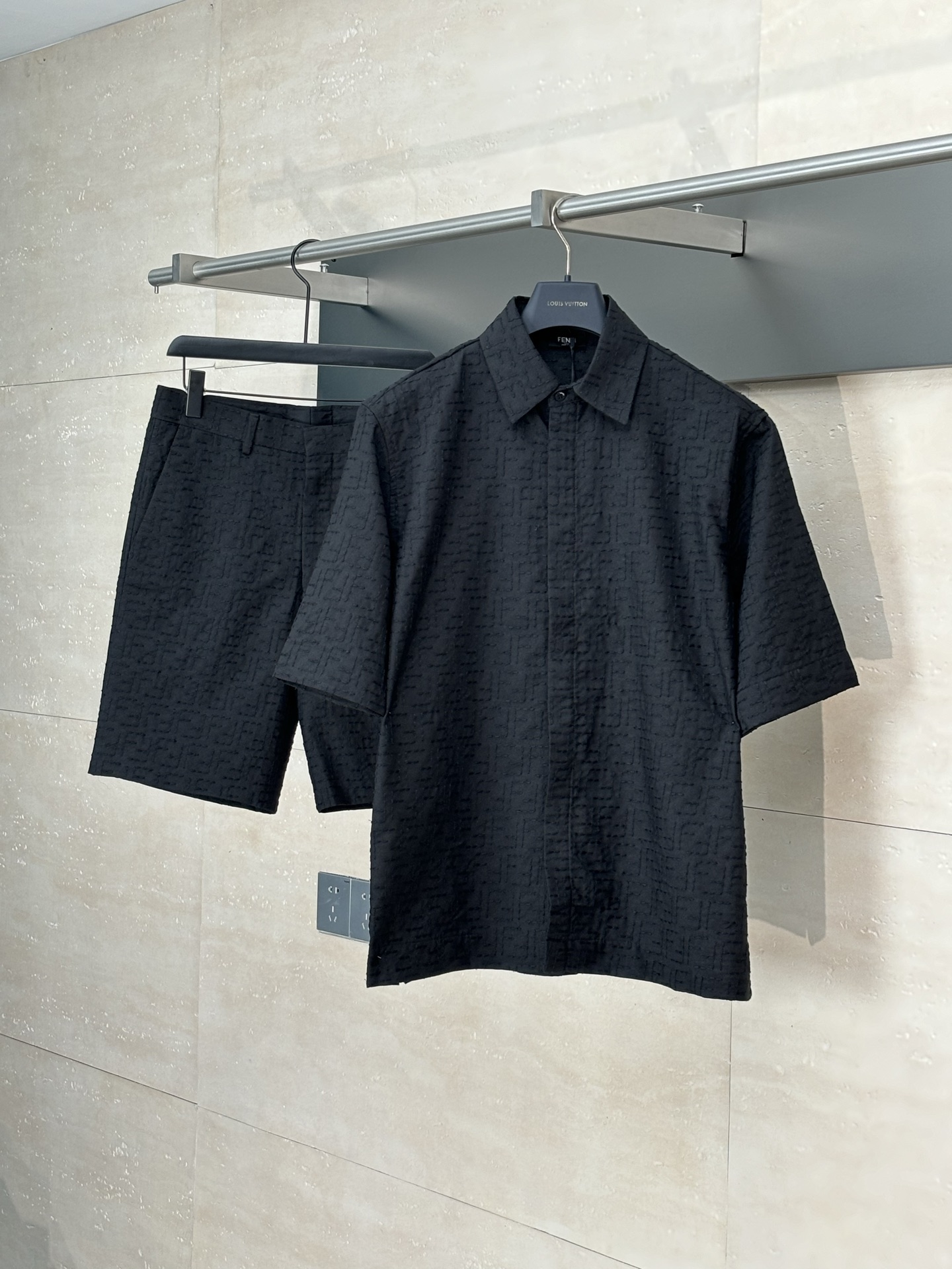 FENDI Black linen FF jacquard shirt (FS1317AU6YF0QA1）