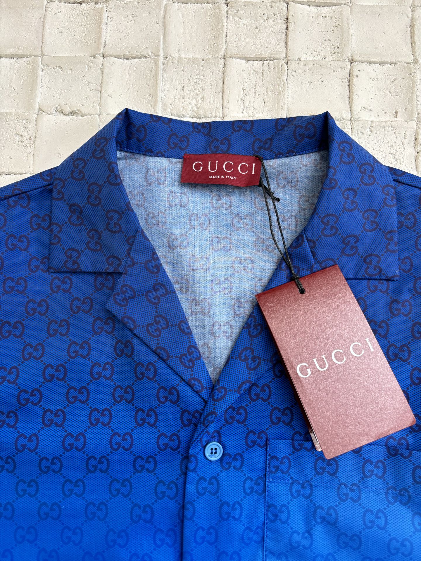 LOUIS VUITTON  Printed cotton poplin bowling shirt in gradient blue（794907-ZAS8E-4373）