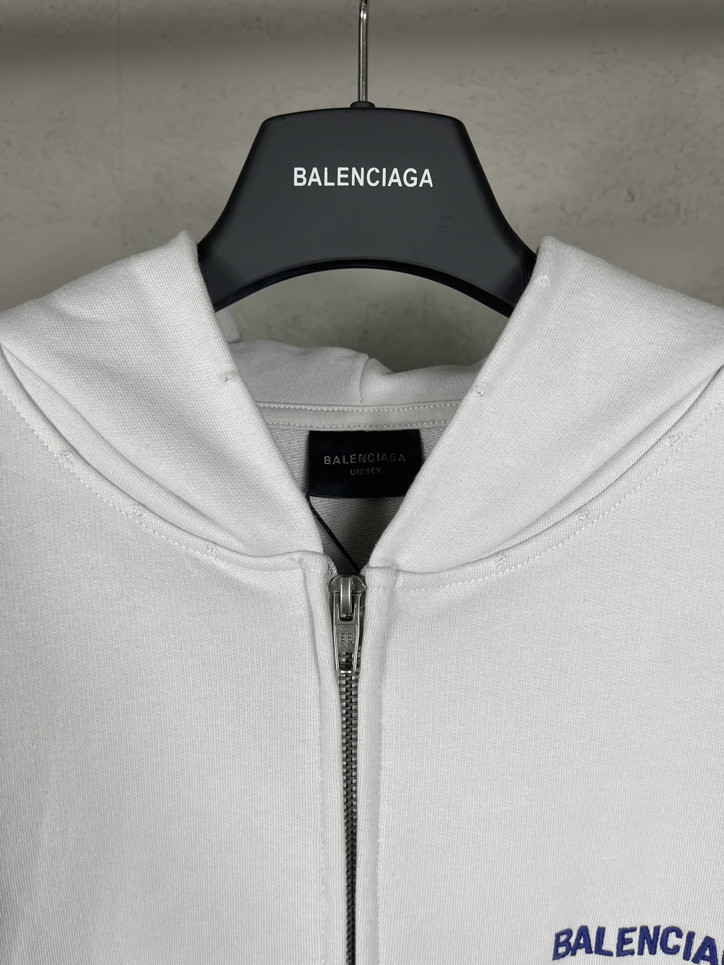 Balenciaga Back Zip-up Hoodie Regular Fit in Dirty White/blue (803264TSVP18016）