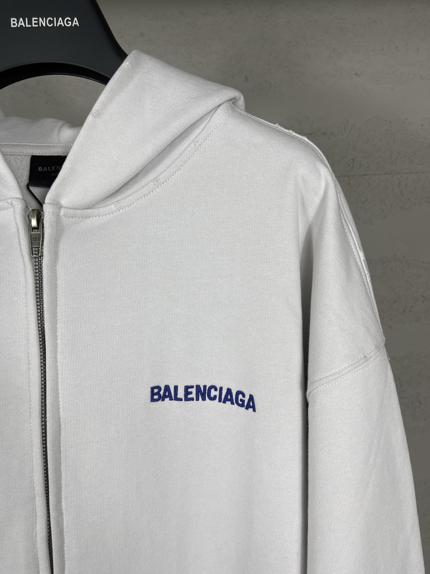 Balenciaga Back Zip-up Hoodie Regular Fit in Dirty White/blue (803264TSVP18016）