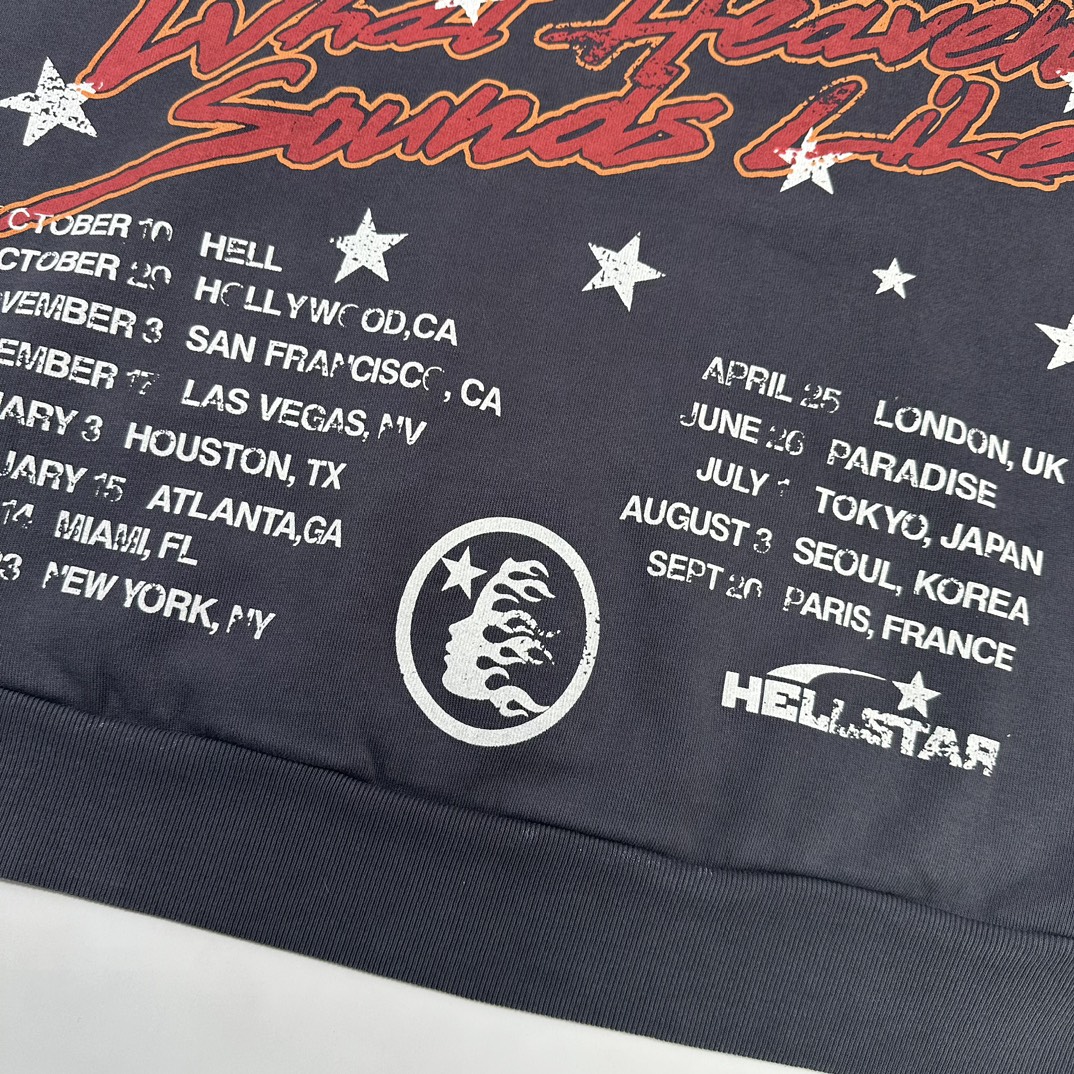 HELLSTAR Records Tour flame-print hoodie（HSR040）
