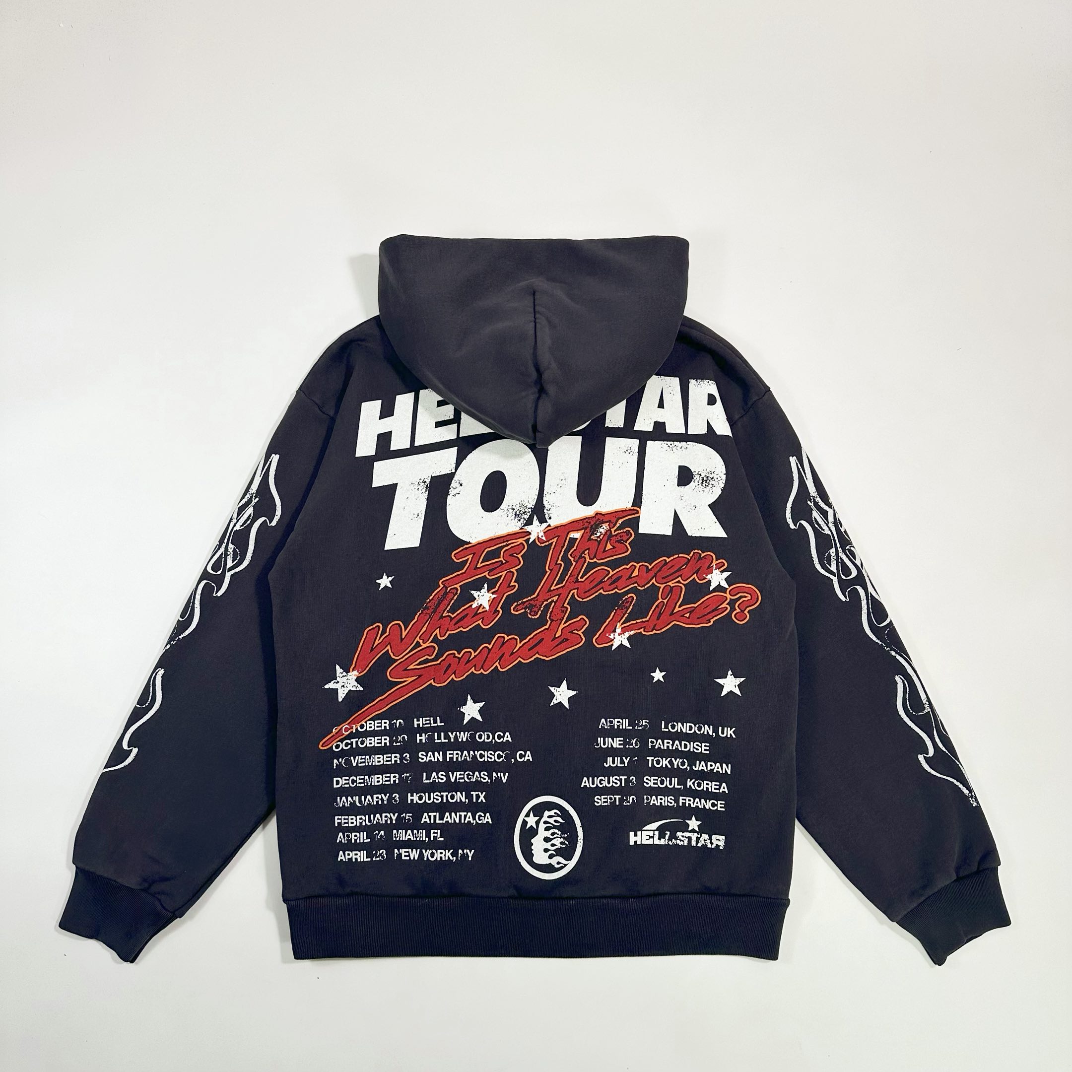 HELLSTAR Records Tour flame-print hoodie（HSR040）