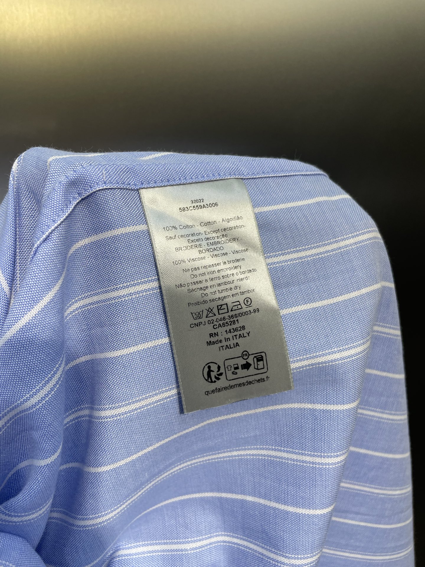 DIOR AND HYLTON NEL oversized shirt（583C559A3006-C585）