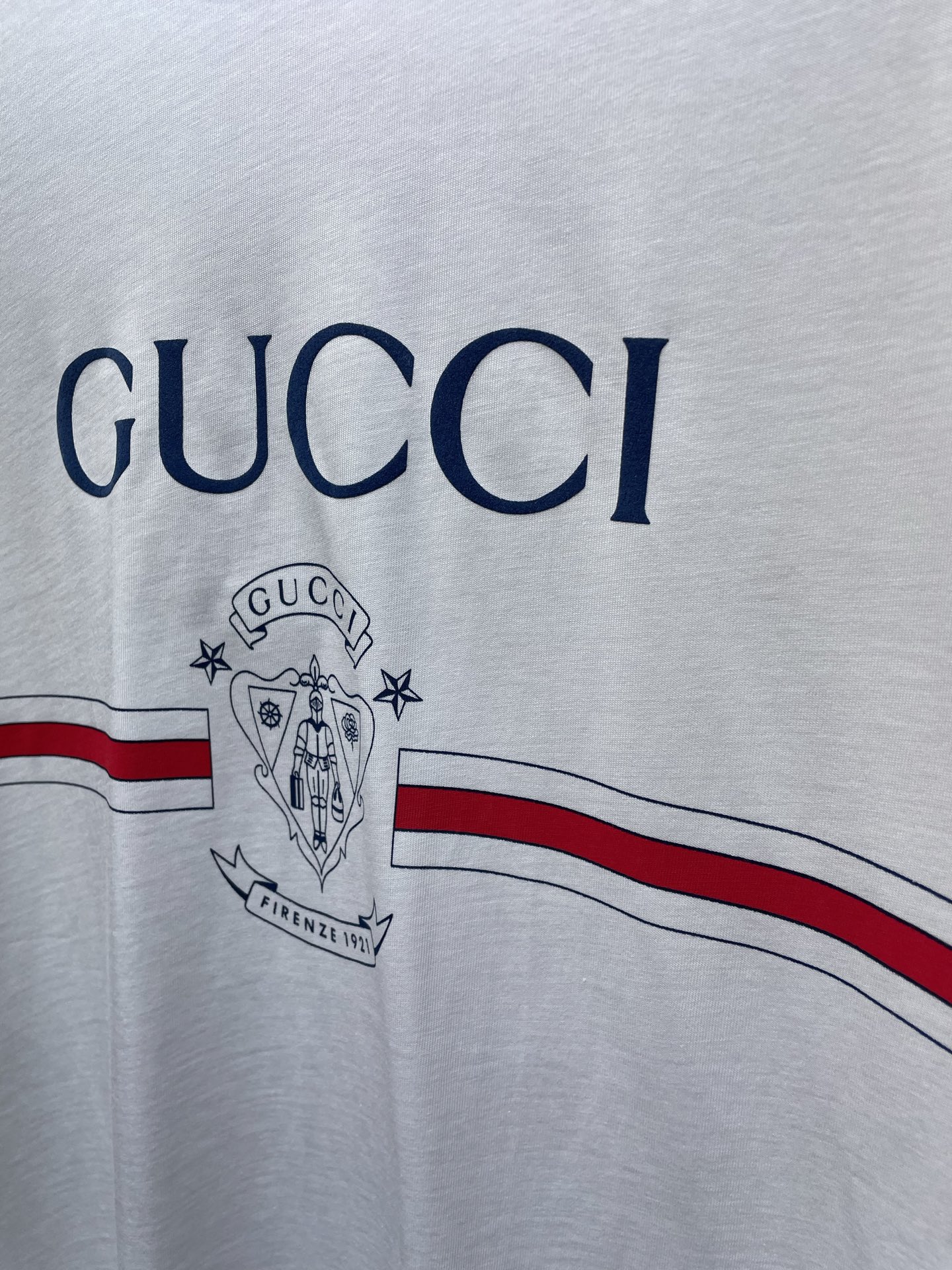 GUCCI Cotton jersey T-shirt with print in white（813753-XJG5V）