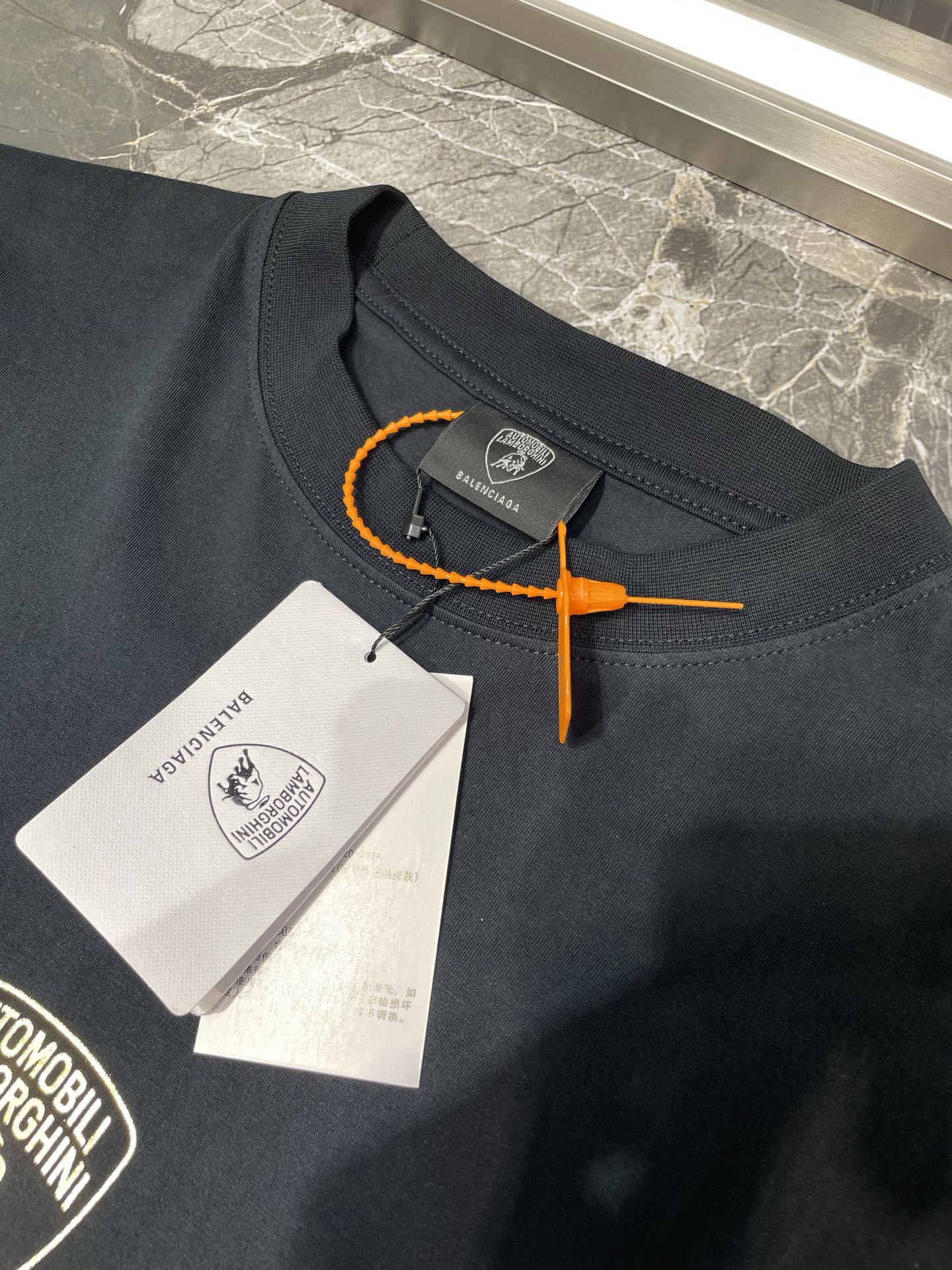 BALENCIAGA Automobili Lamborghini Men's Oversized T-Shirt "Faded Black"（831305TSVQ91083）