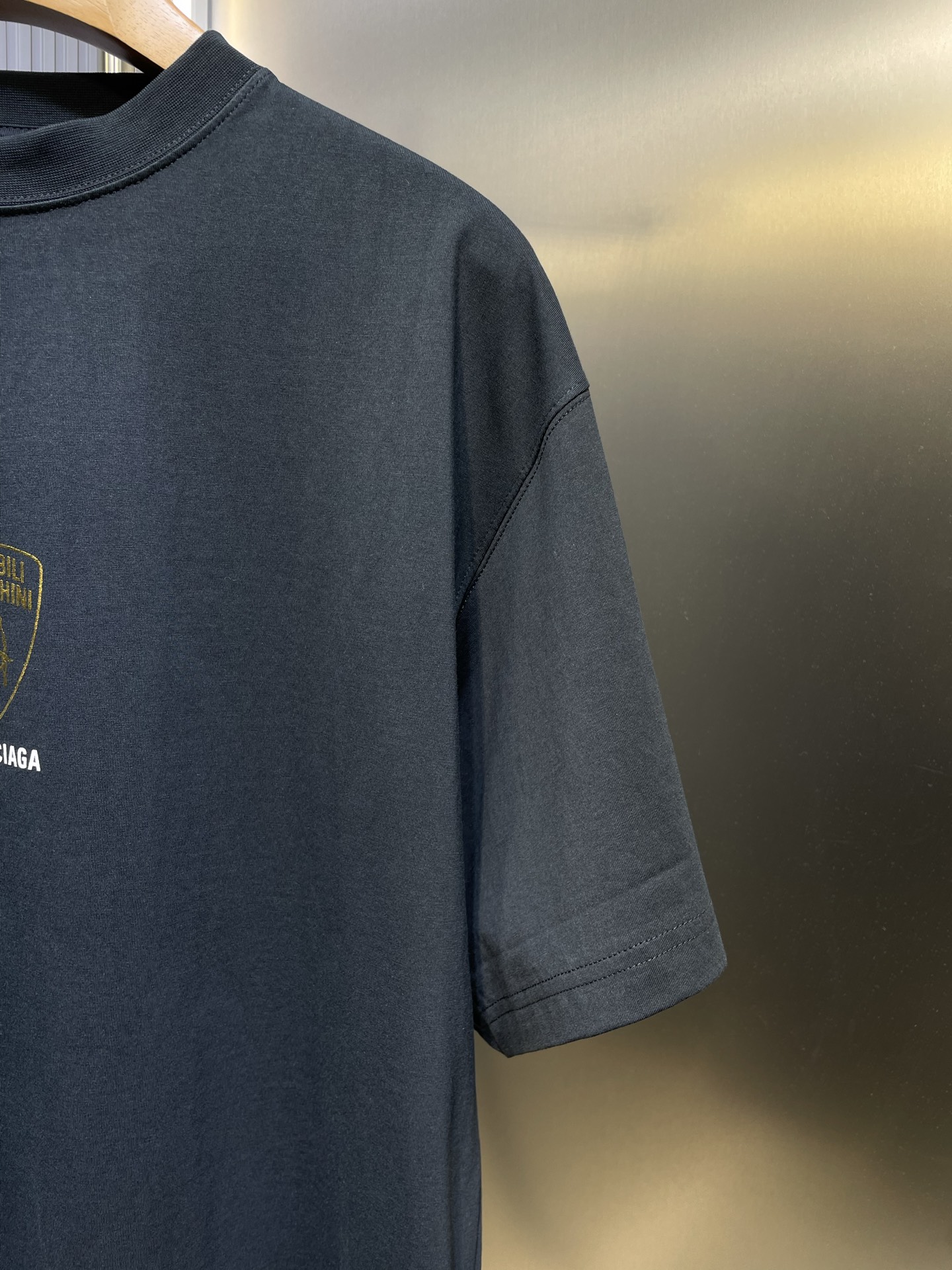 BALENCIAGA Automobili Lamborghini Men's Oversized T-Shirt "Faded Black"（831305TSVQ91083）