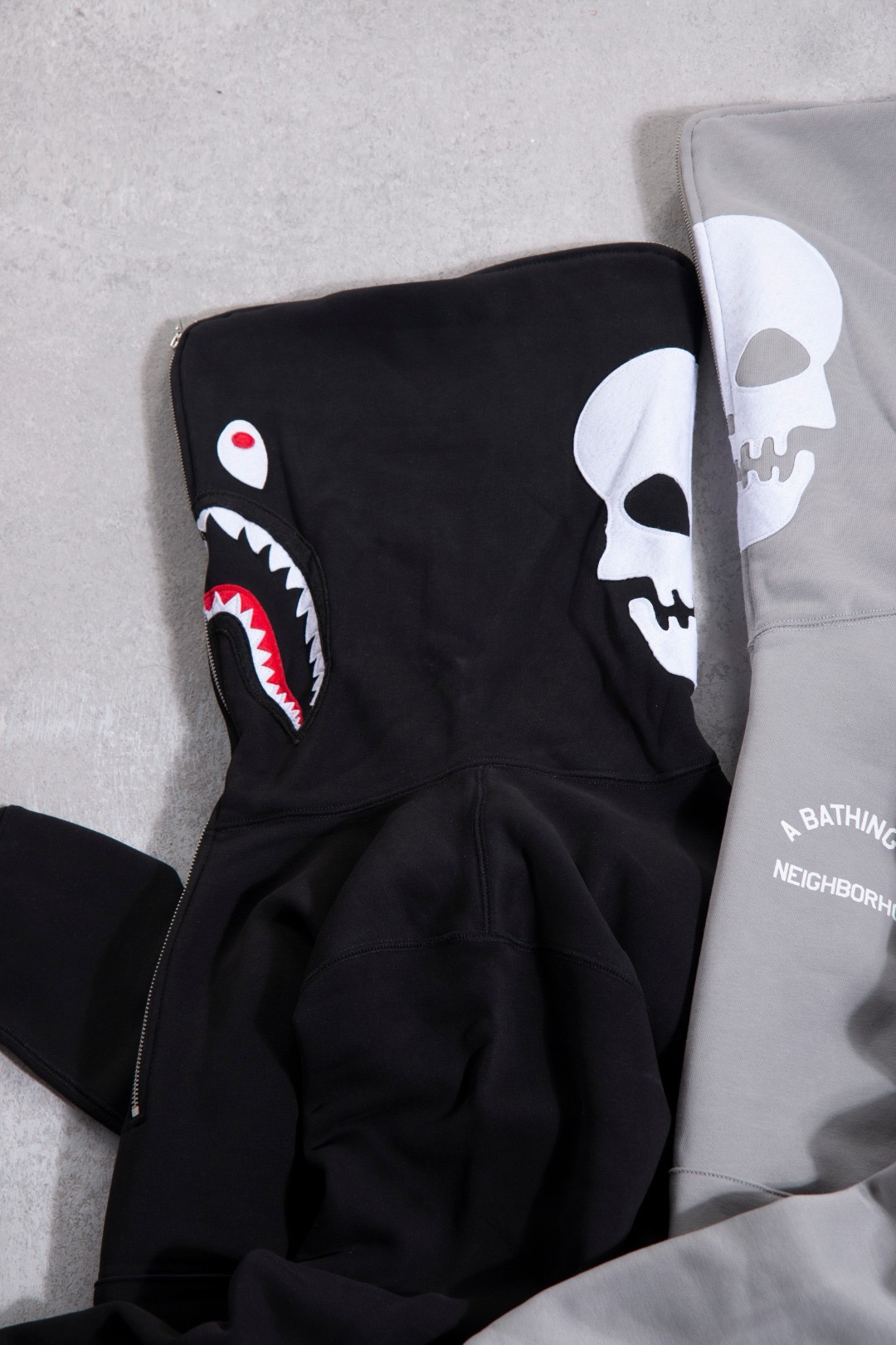 BAPE X NBHD TWO FACE HALF ZIP PULLOVER HOODIE（1K73-114-907）