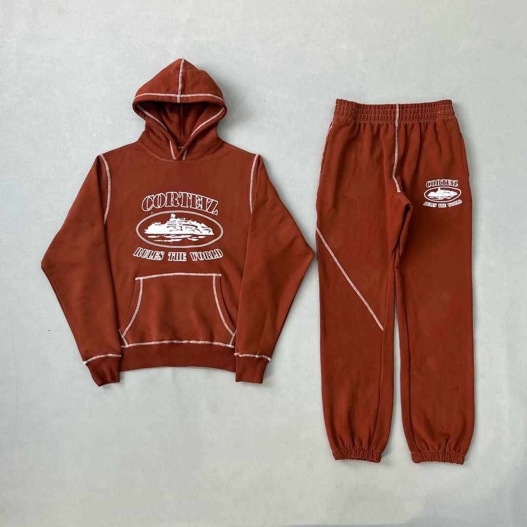 Corteiz Premium Hoodie Set "Rust" (78921FW230106SH）