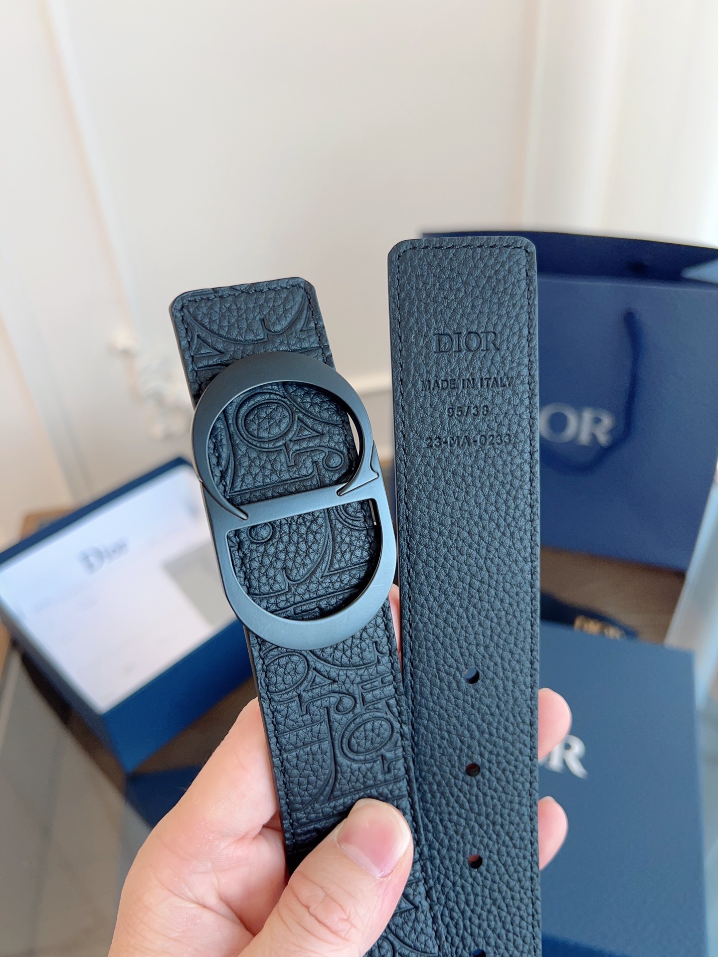 Dior black Dior Gravity printed grain belt 35mm（4800ZZFLG_H00N）