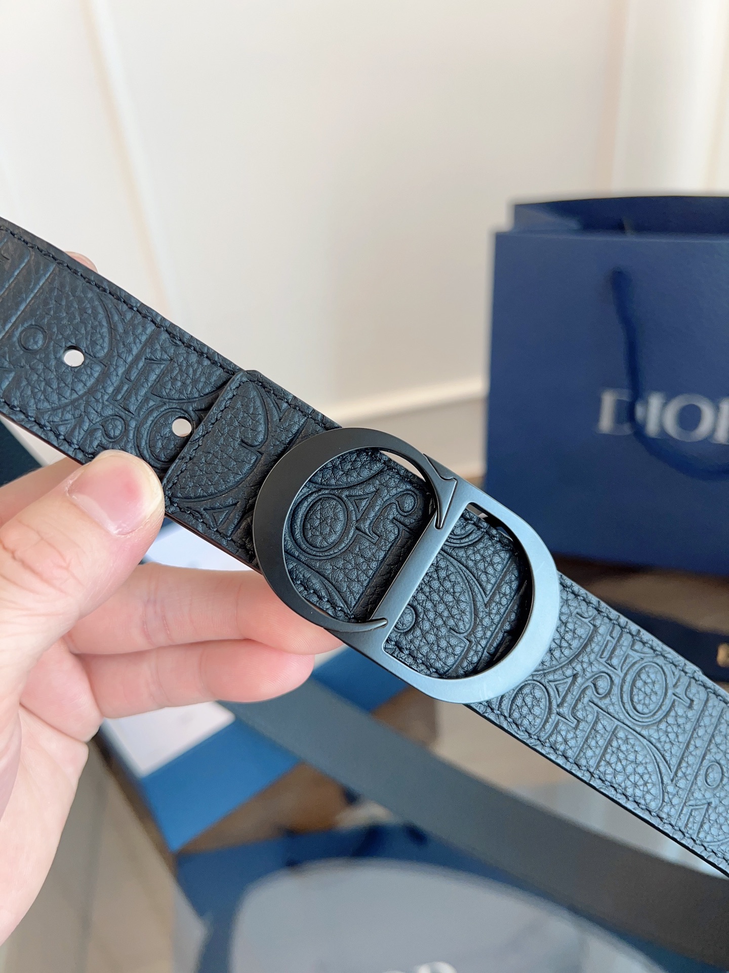 Dior black Dior Gravity printed grain belt 35mm（4800ZZFLG_H00N）