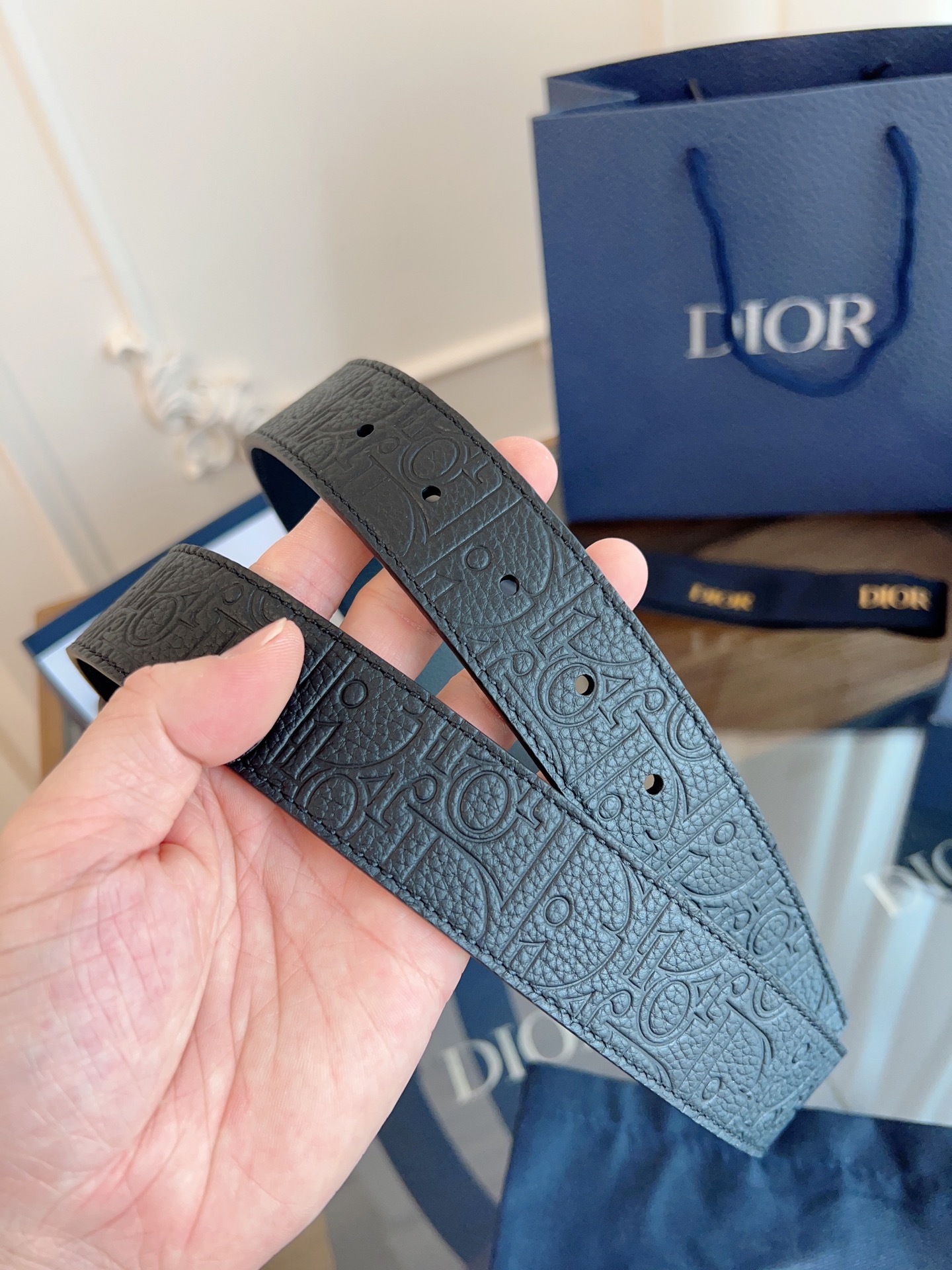 Dior black Dior Gravity printed grain belt 35mm（4800ZZFLG_H00N）