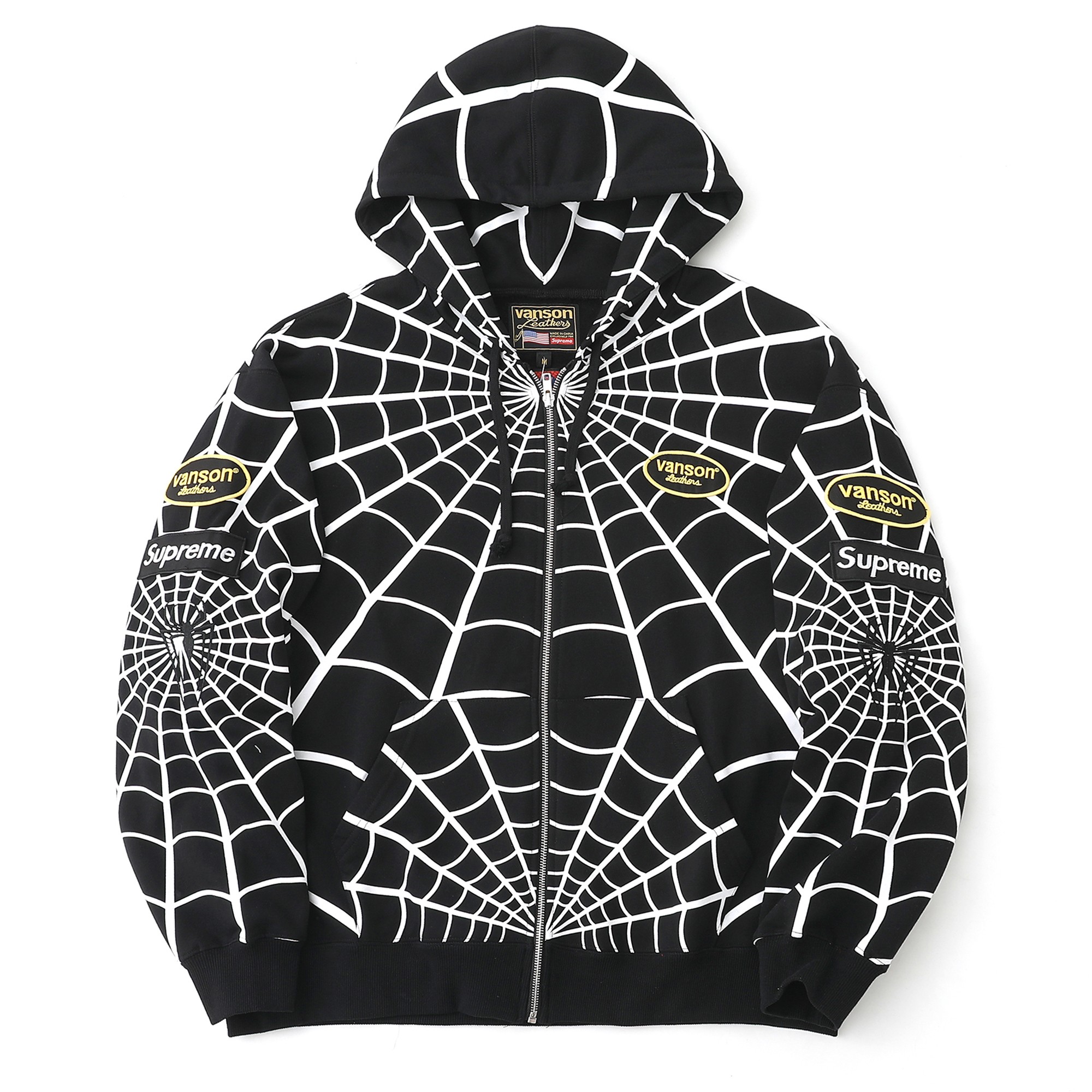 Supreme x Vanson Leathers Spider-Man Zip Up Hooded Sweatshirt "Red"（SUP-SS26-301）