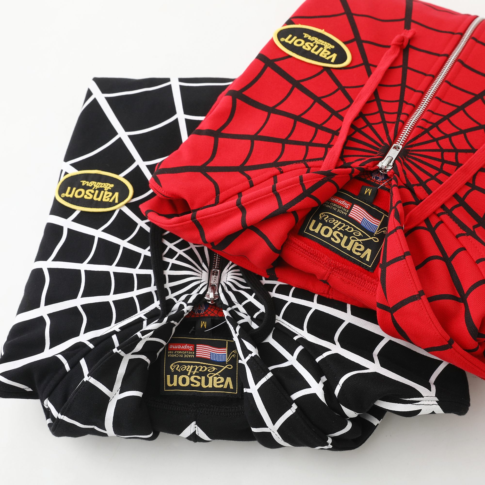Supreme x Vanson Leathers Spider-Man Zip Up Hooded Sweatshirt "Red"（SUP-SS26-301）